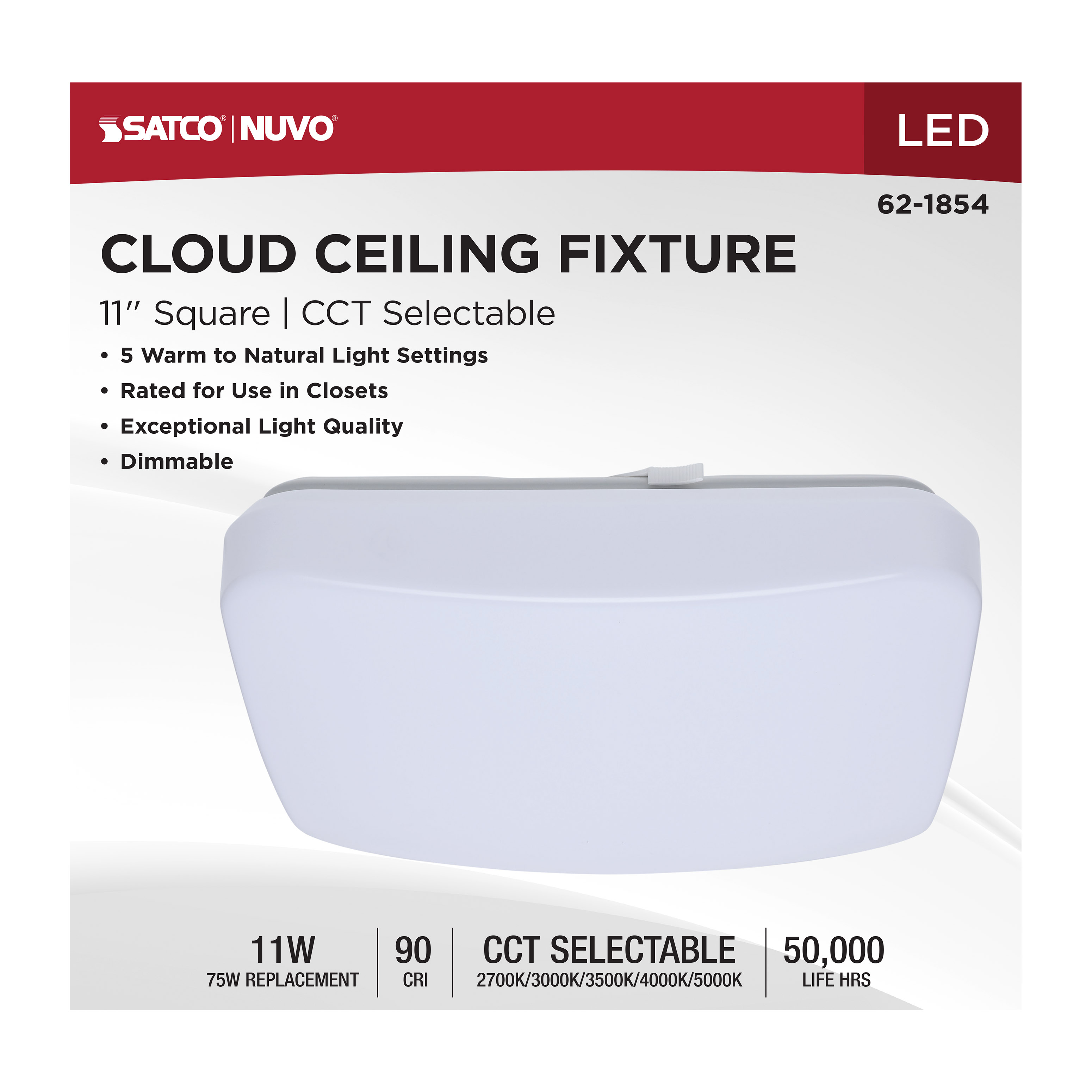 11" SQUARE LED CLOUD FIXTURE - 62-1854