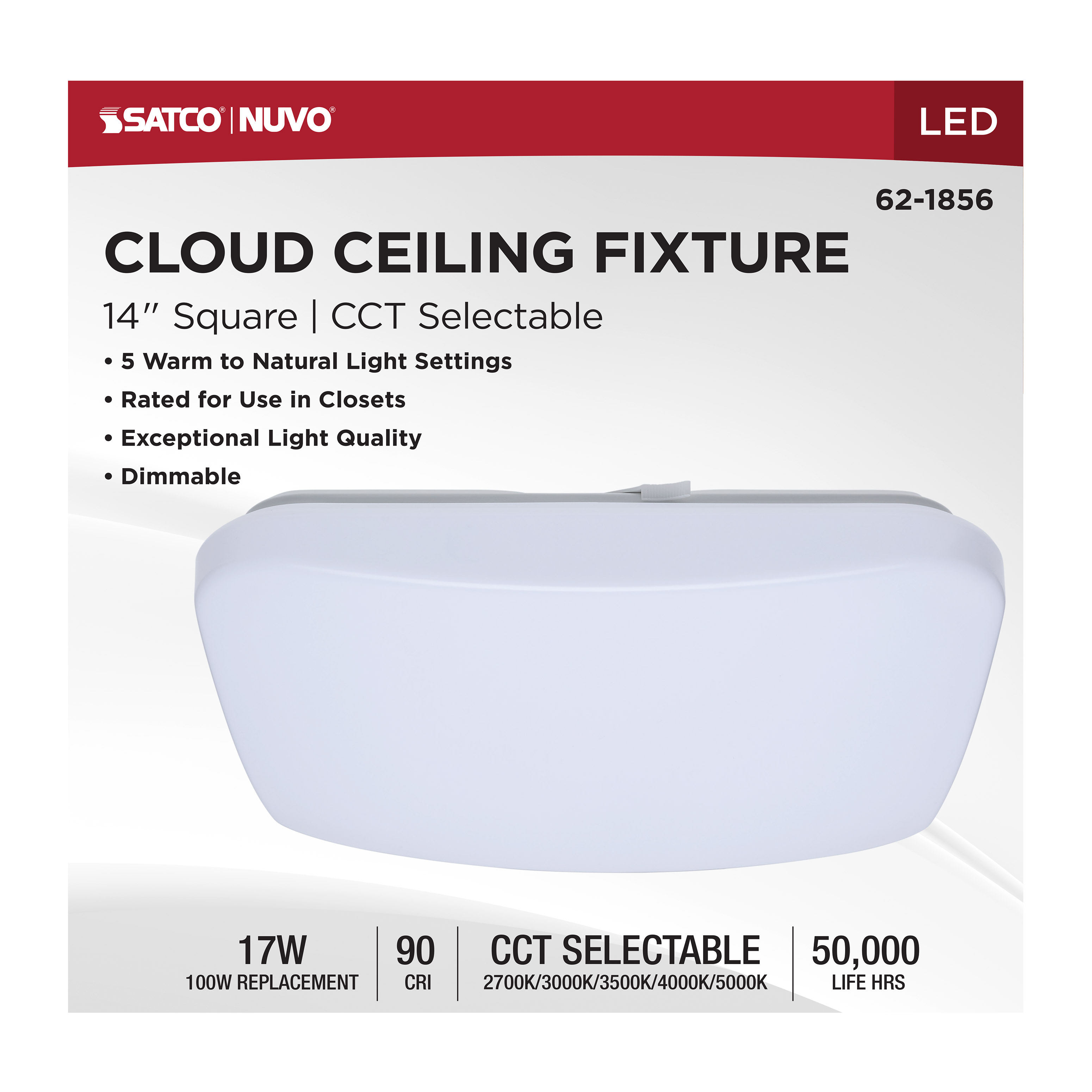 14" SQUARE LED CLOUD FIXTURE - 62-1856