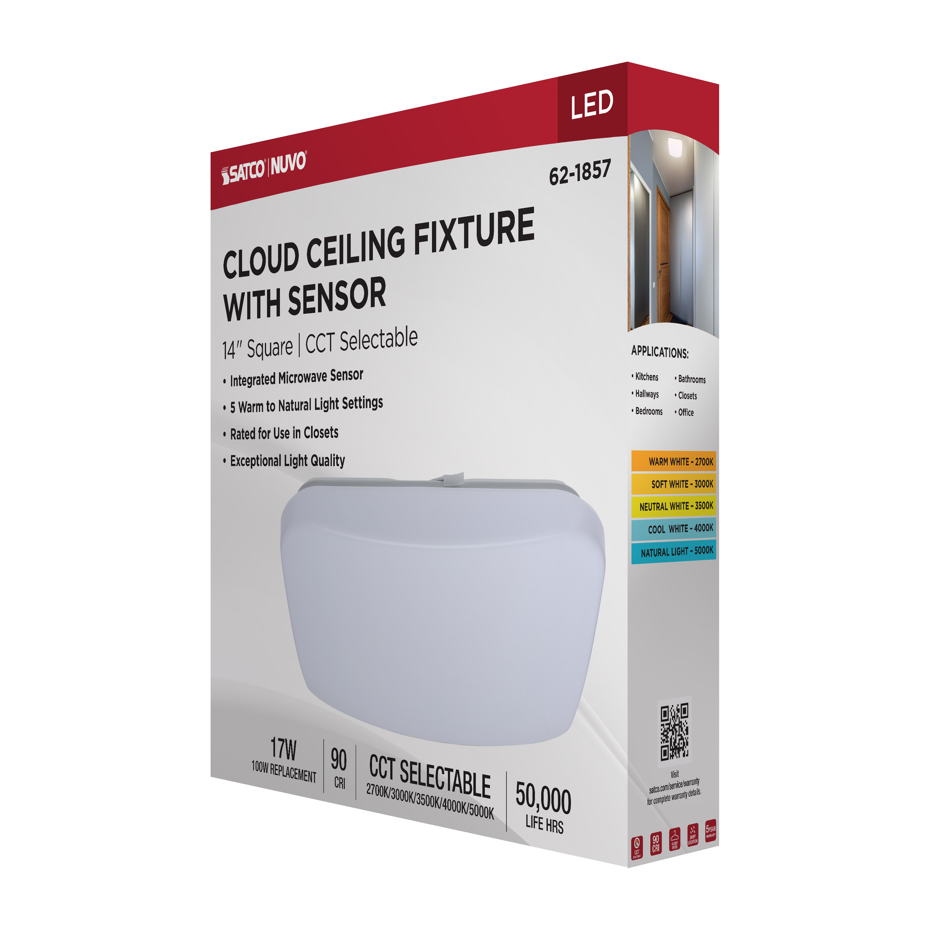 14" SQUARE LED CLOUD W/SENSOR - 62-1857