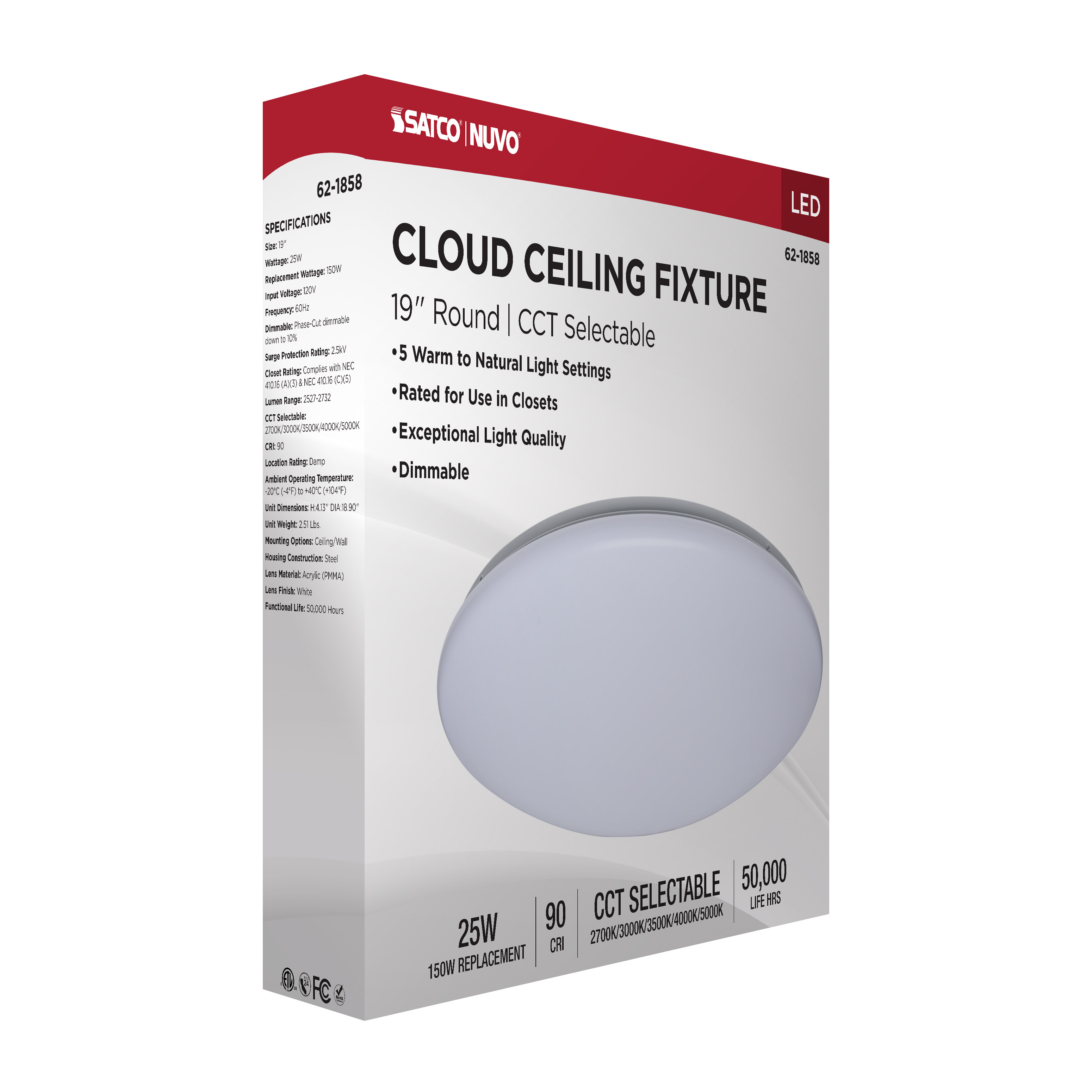 19" LED CLOUD FIXTURE - 62-1858