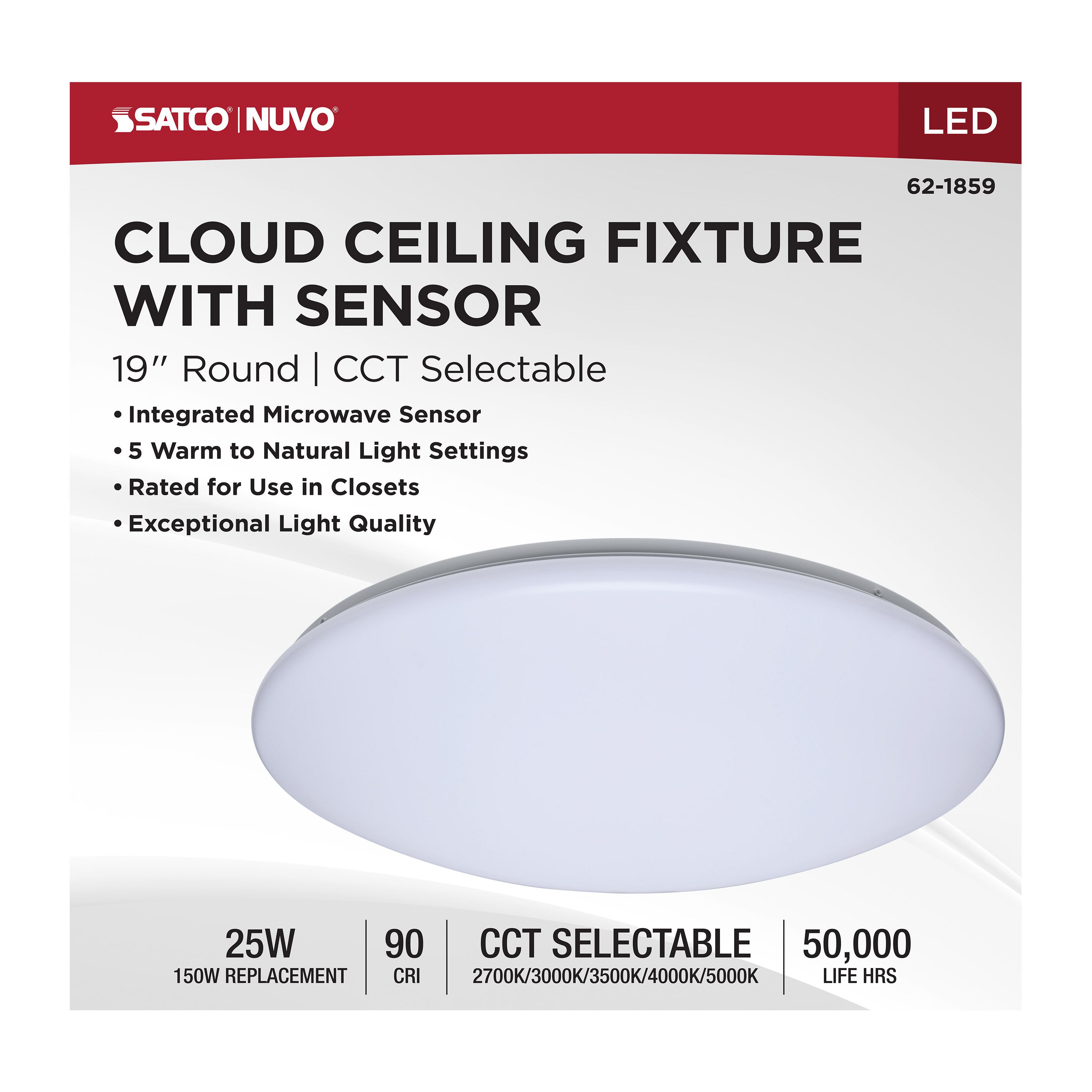 19" LED CLOUD FIXTURE W/SENSOR - 62-1859