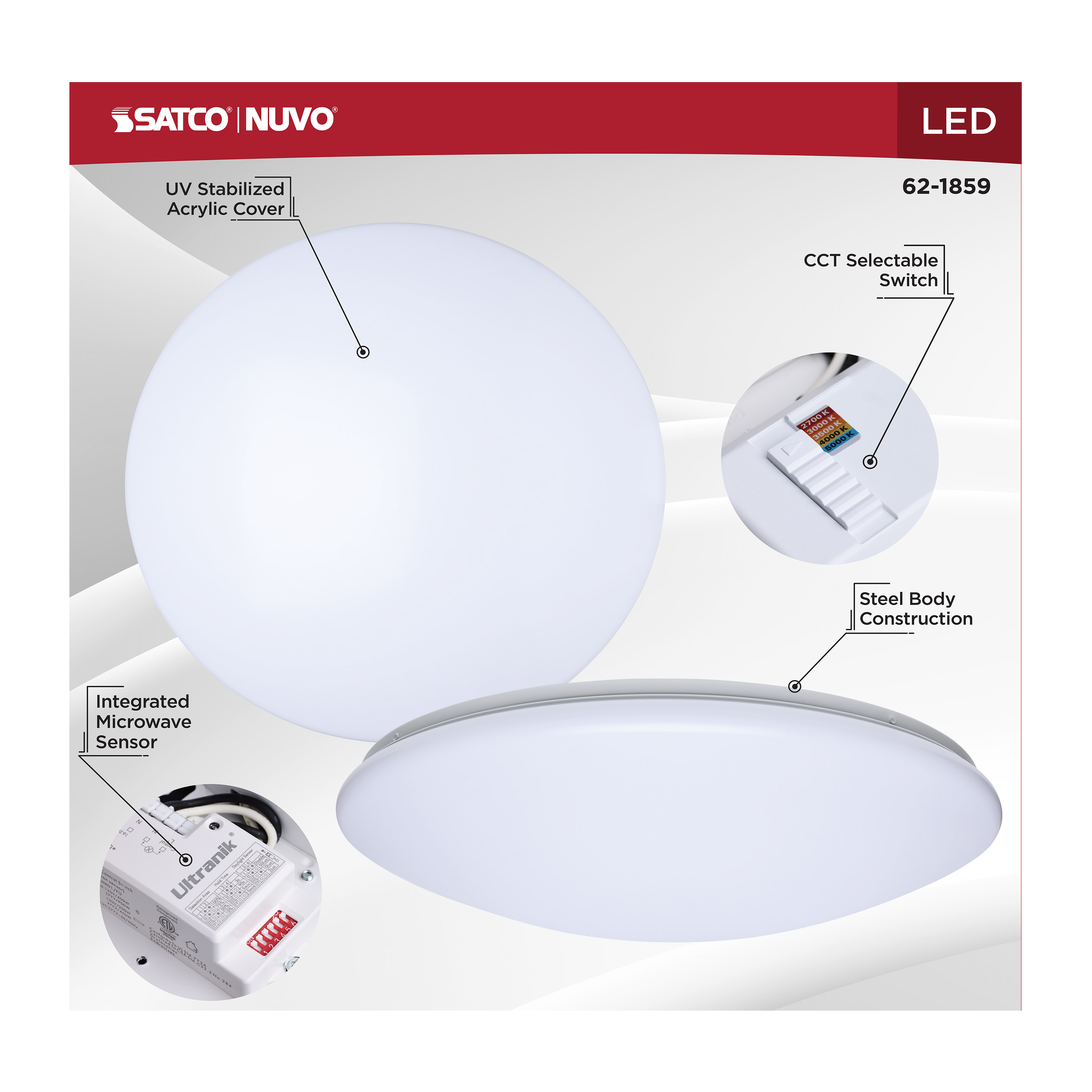 19" LED CLOUD FIXTURE W/SENSOR - 62-1859