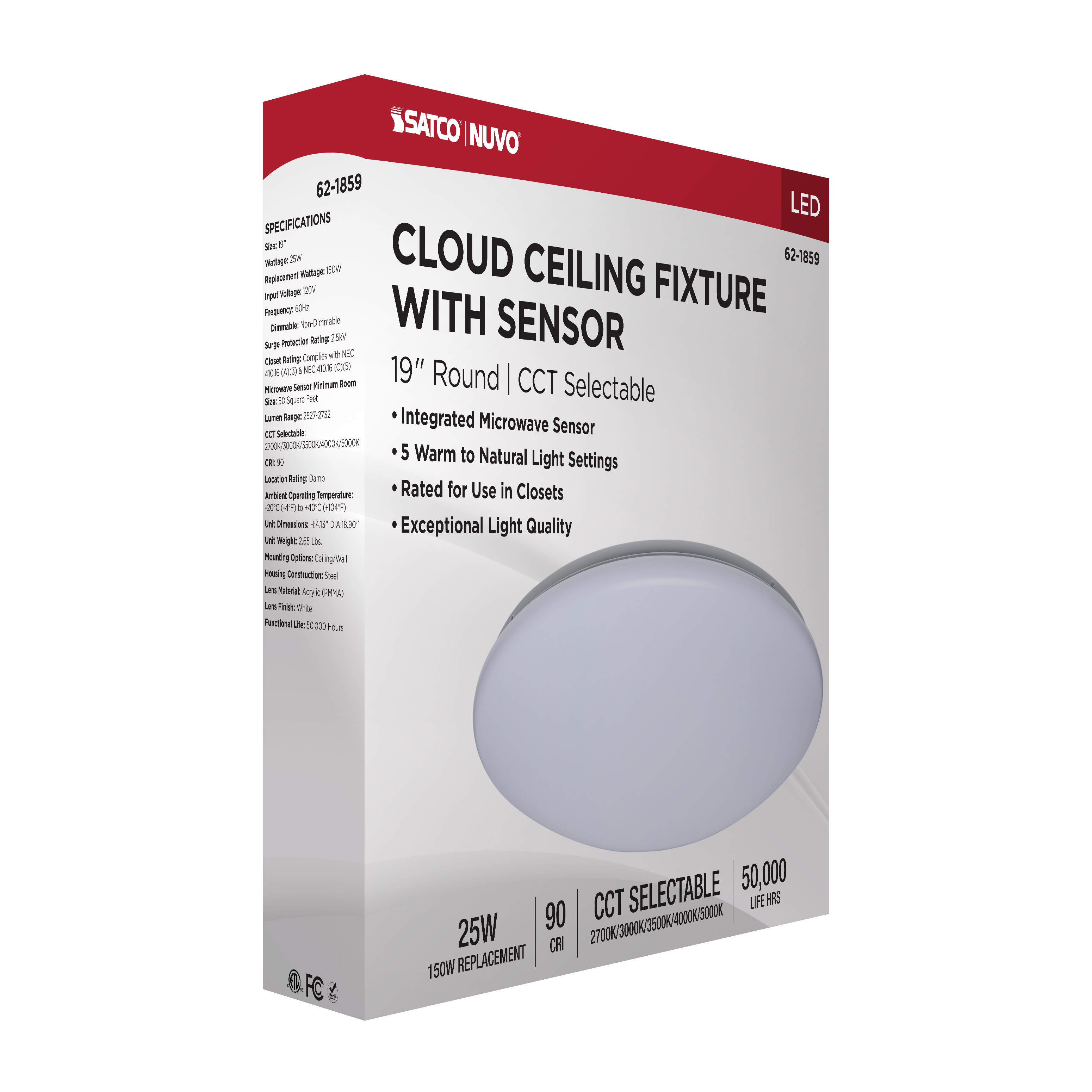 19" LED CLOUD FIXTURE W/SENSOR - 62-1859