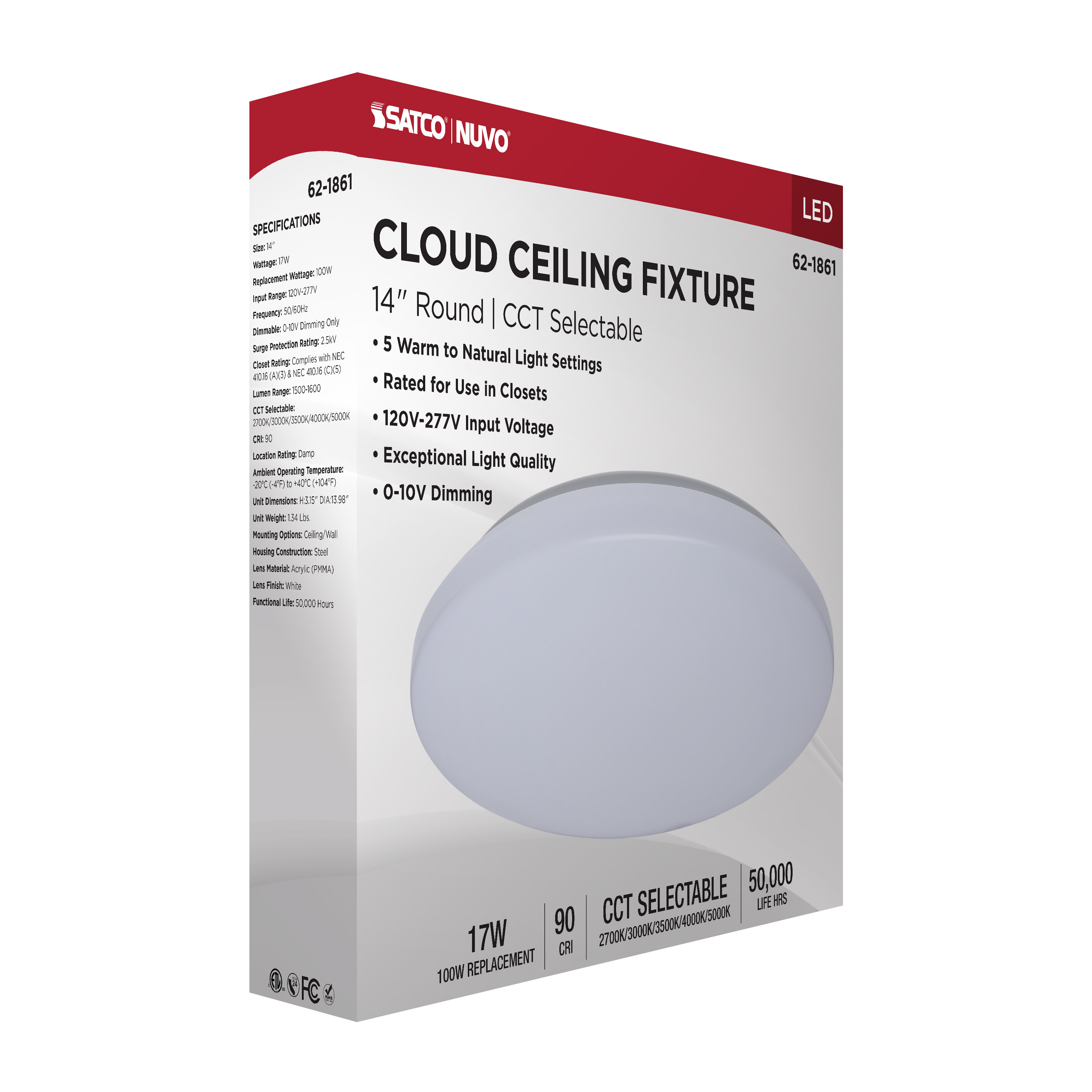 14" LED CLOUD 120/277V 0-10V - 62-1861