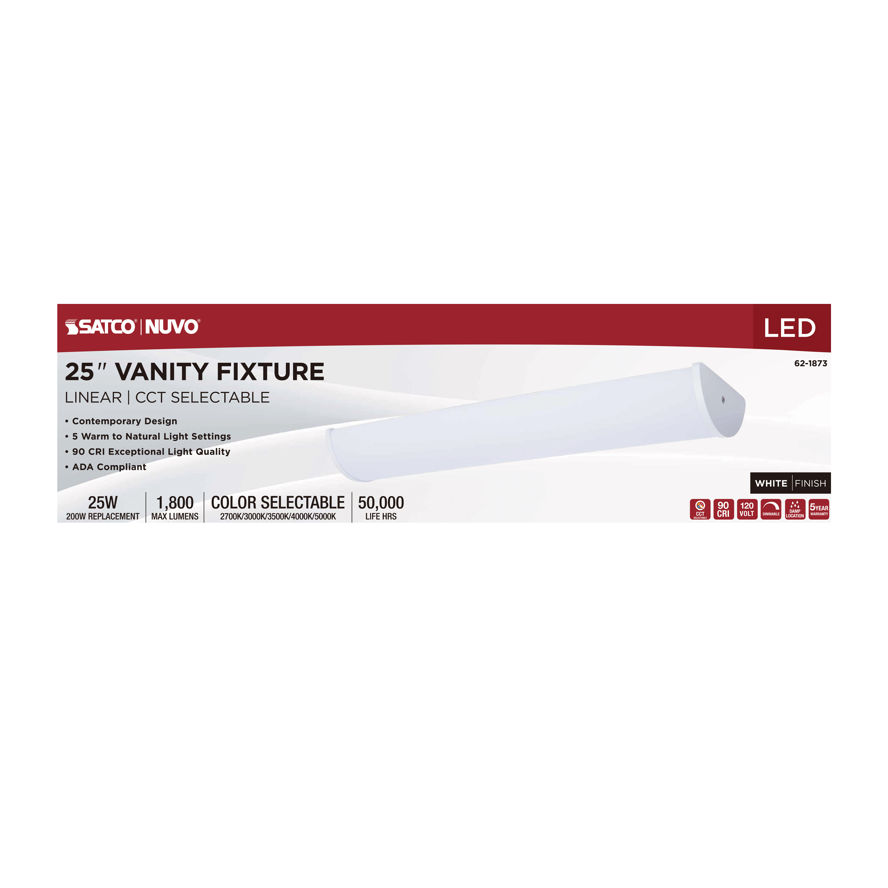 LED CRISPO 25" WHITE VANITY - 62-1873