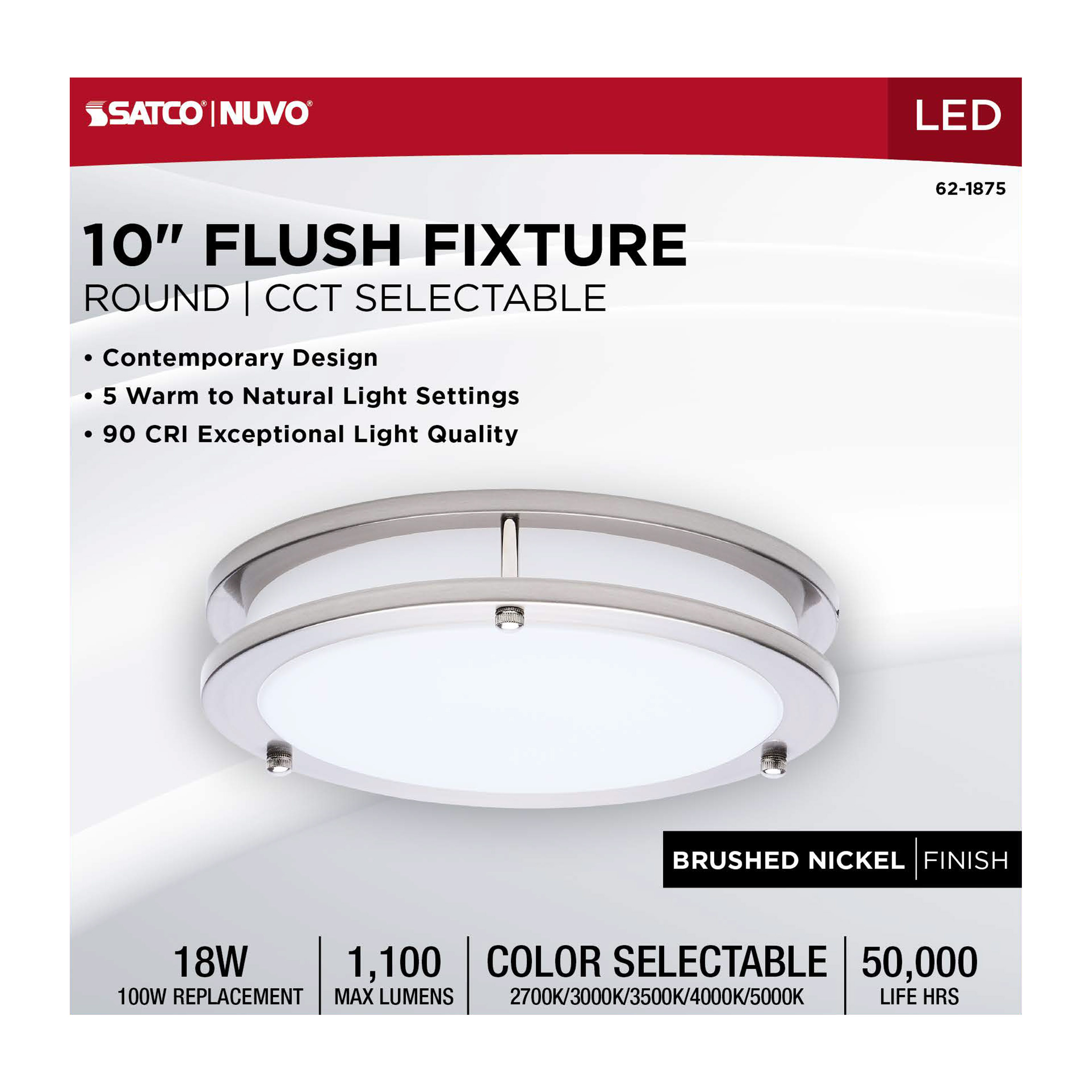 LED GLAMOUR BN 10" FLUSH - 62-1875