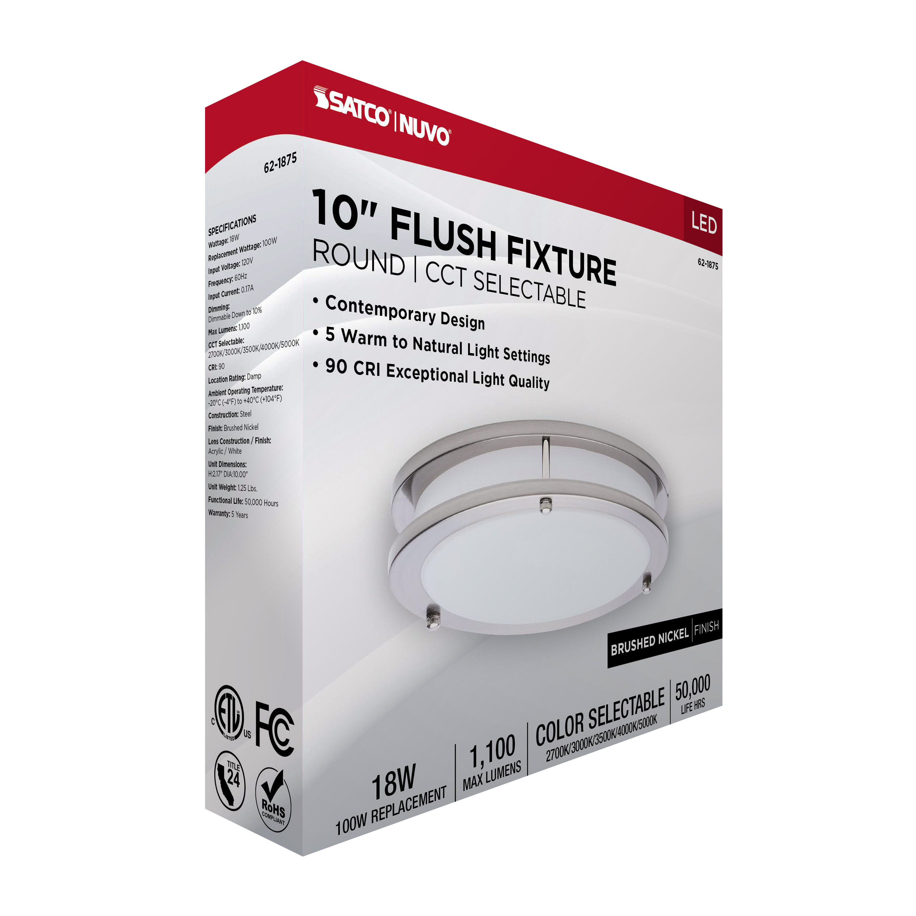 LED GLAMOUR BN 10" FLUSH - 62-1875
