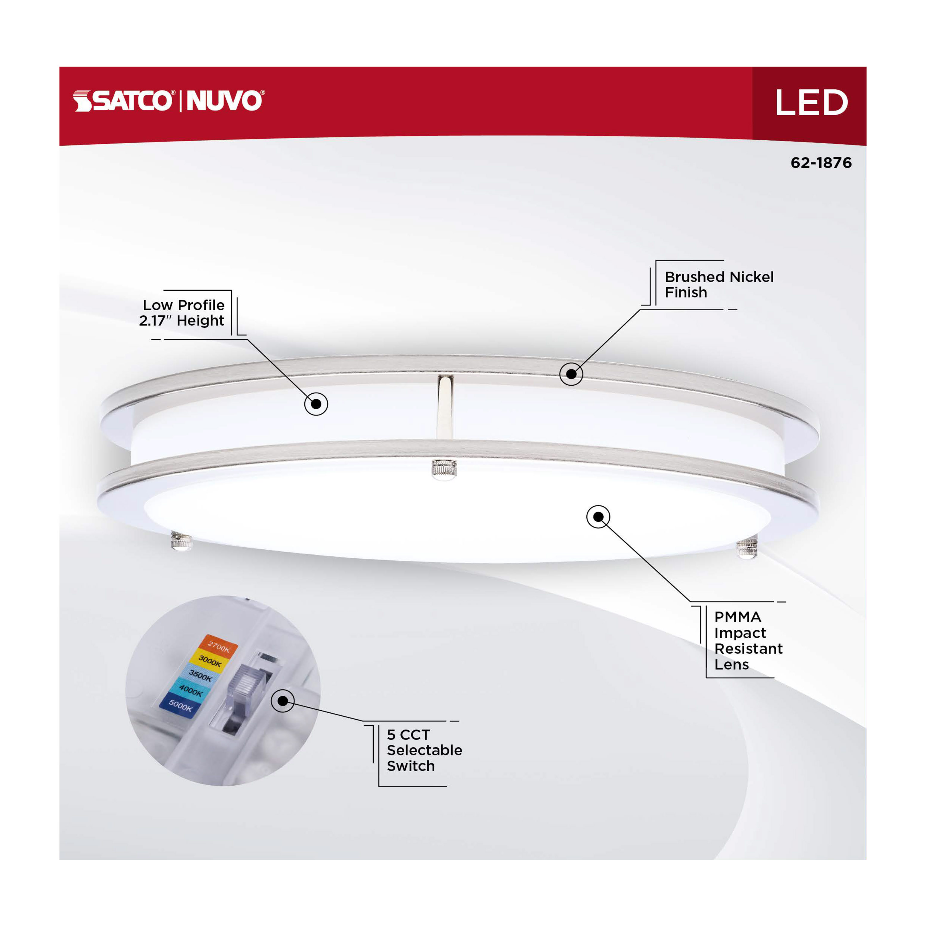 LED GLAMOUR BN 13" FLUSH - 62-1876