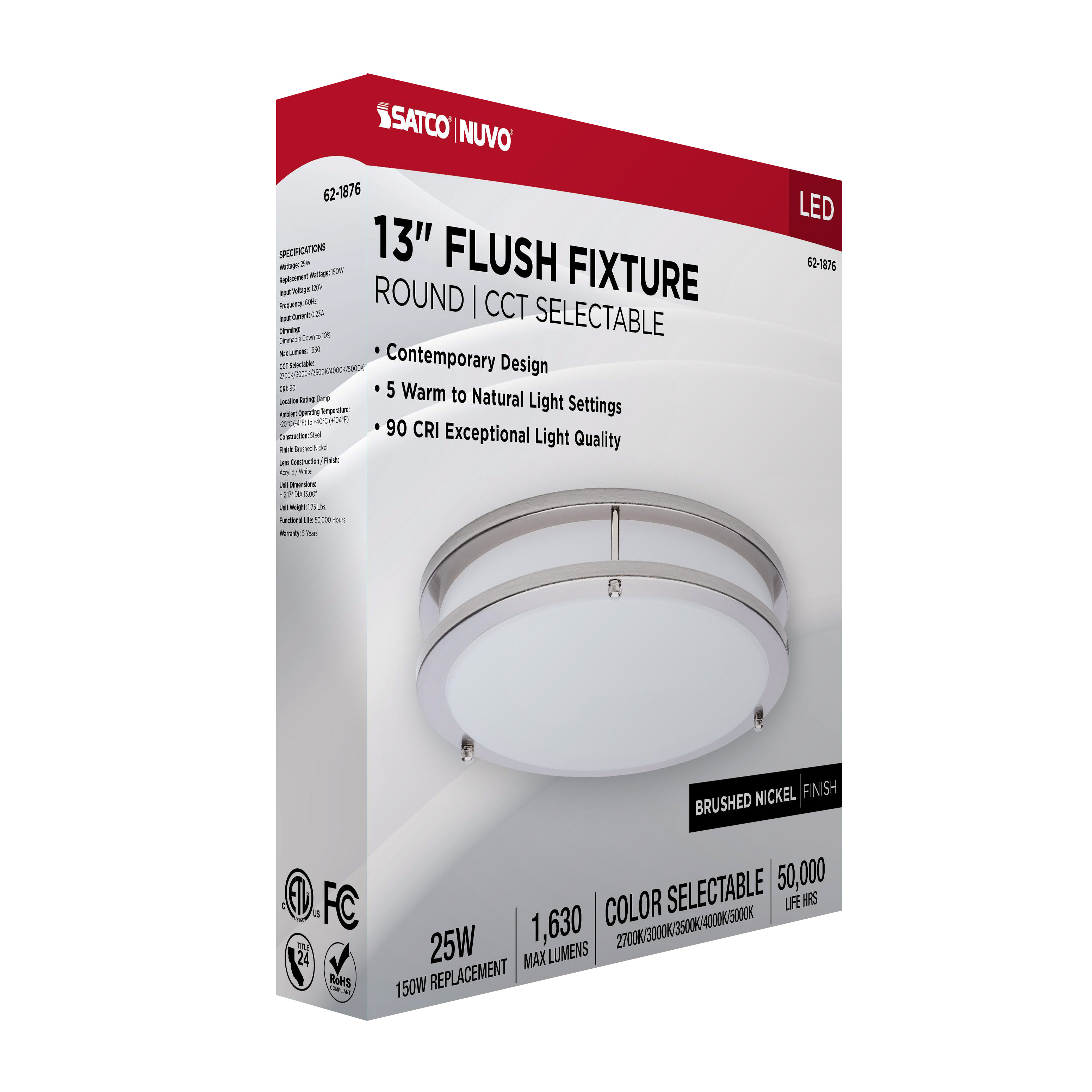 LED GLAMOUR BN 13" FLUSH - 62-1876