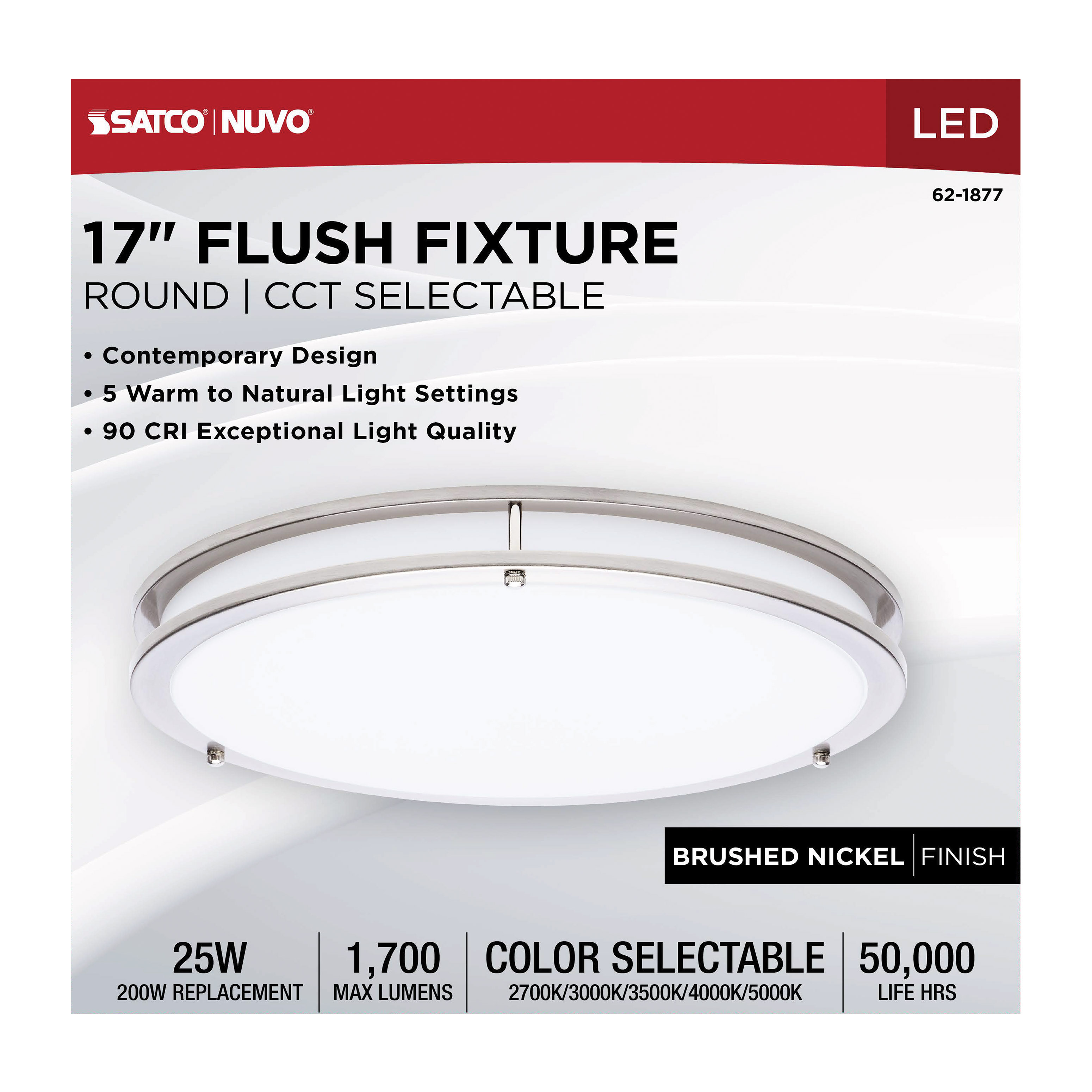 LED GLAMOUR BN 17" FLUSH - 62-1877