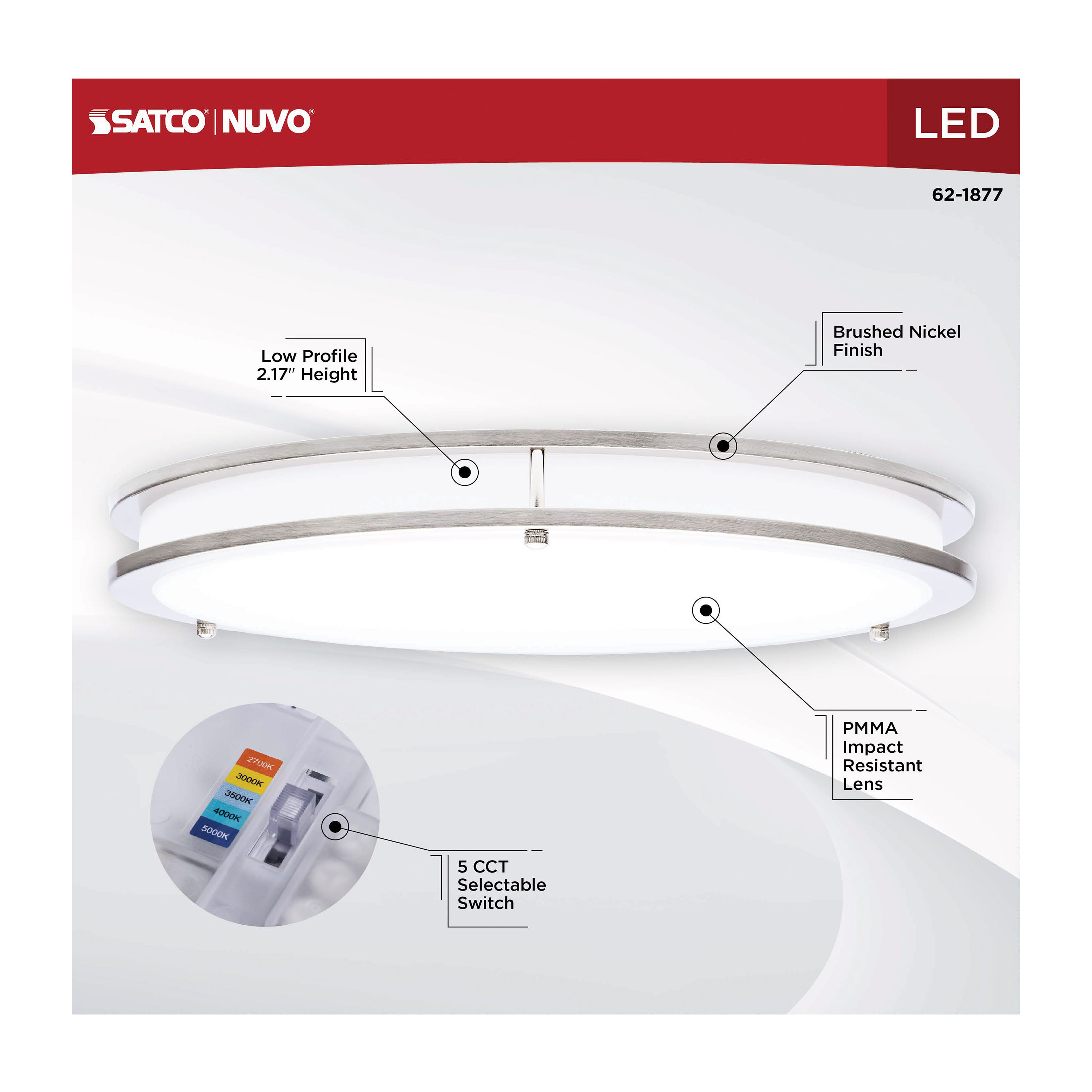 LED GLAMOUR BN 17" FLUSH - 62-1877