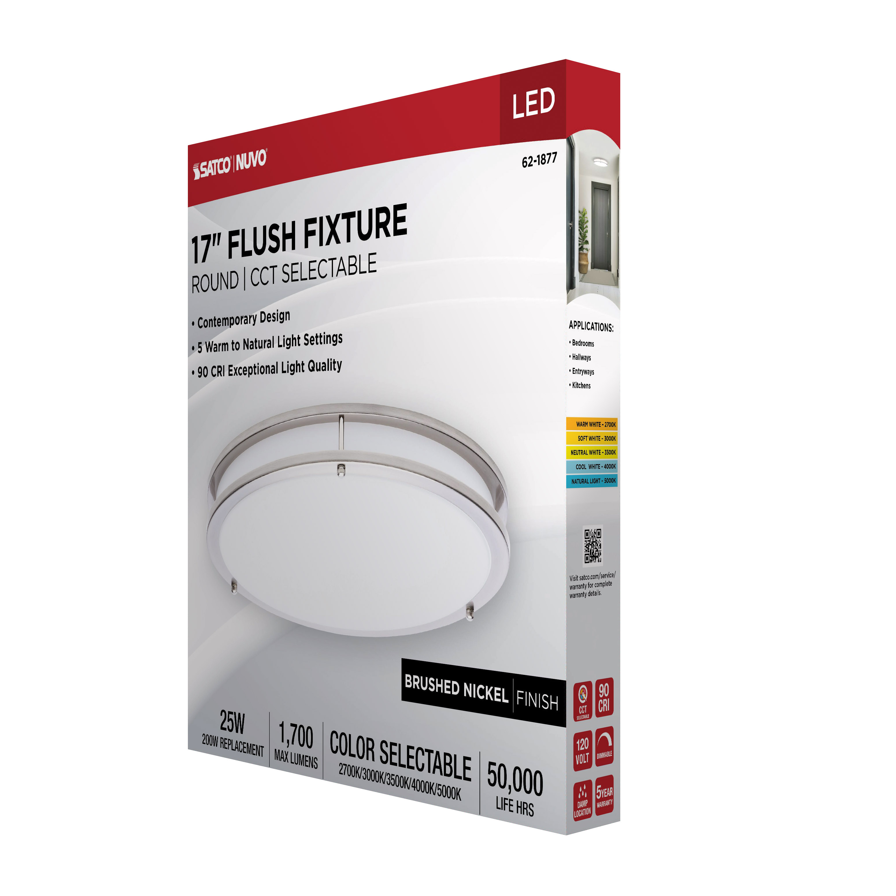 LED GLAMOUR BN 17" FLUSH - 62-1877