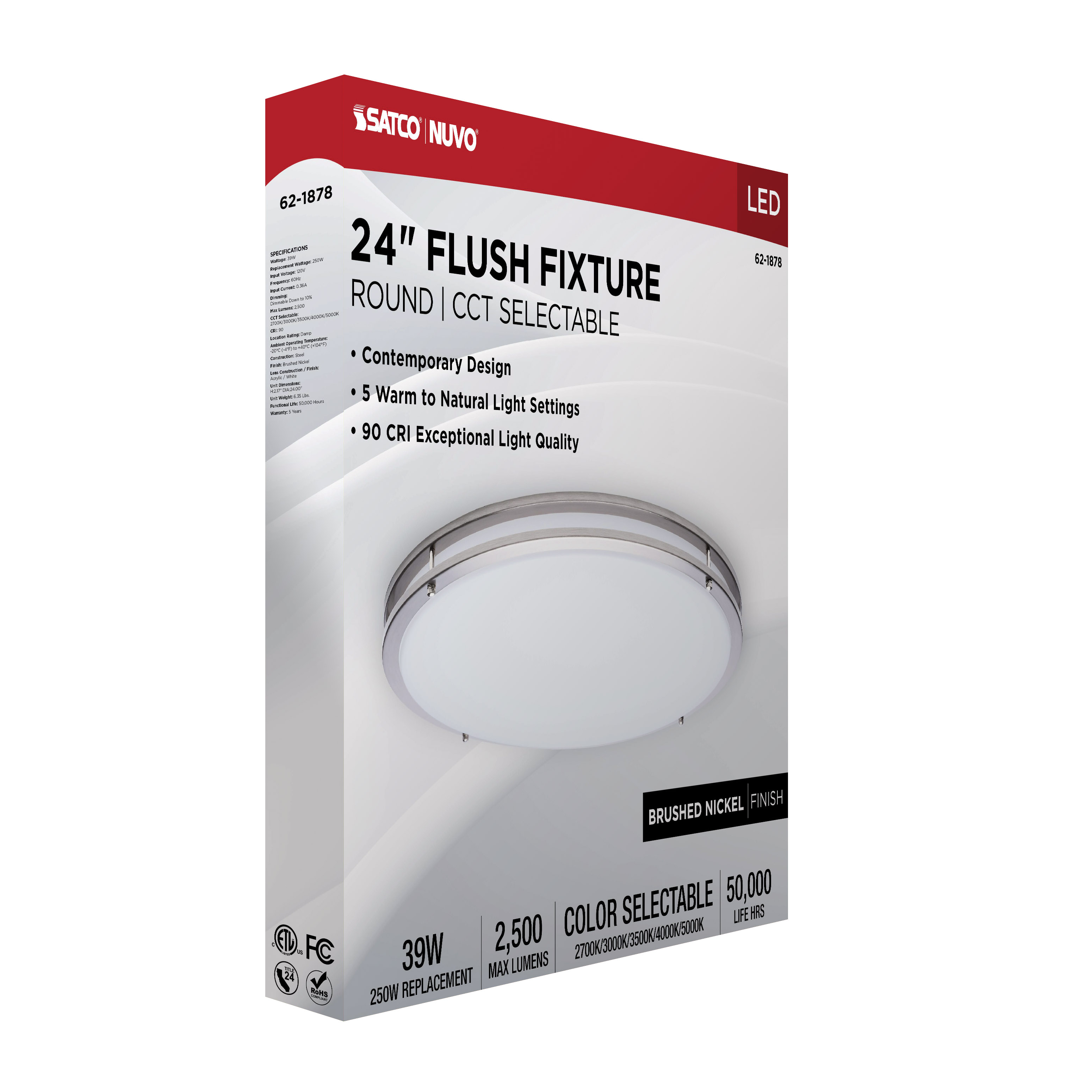LED GLAMOUR BN 24" FLUSH - 62-1878