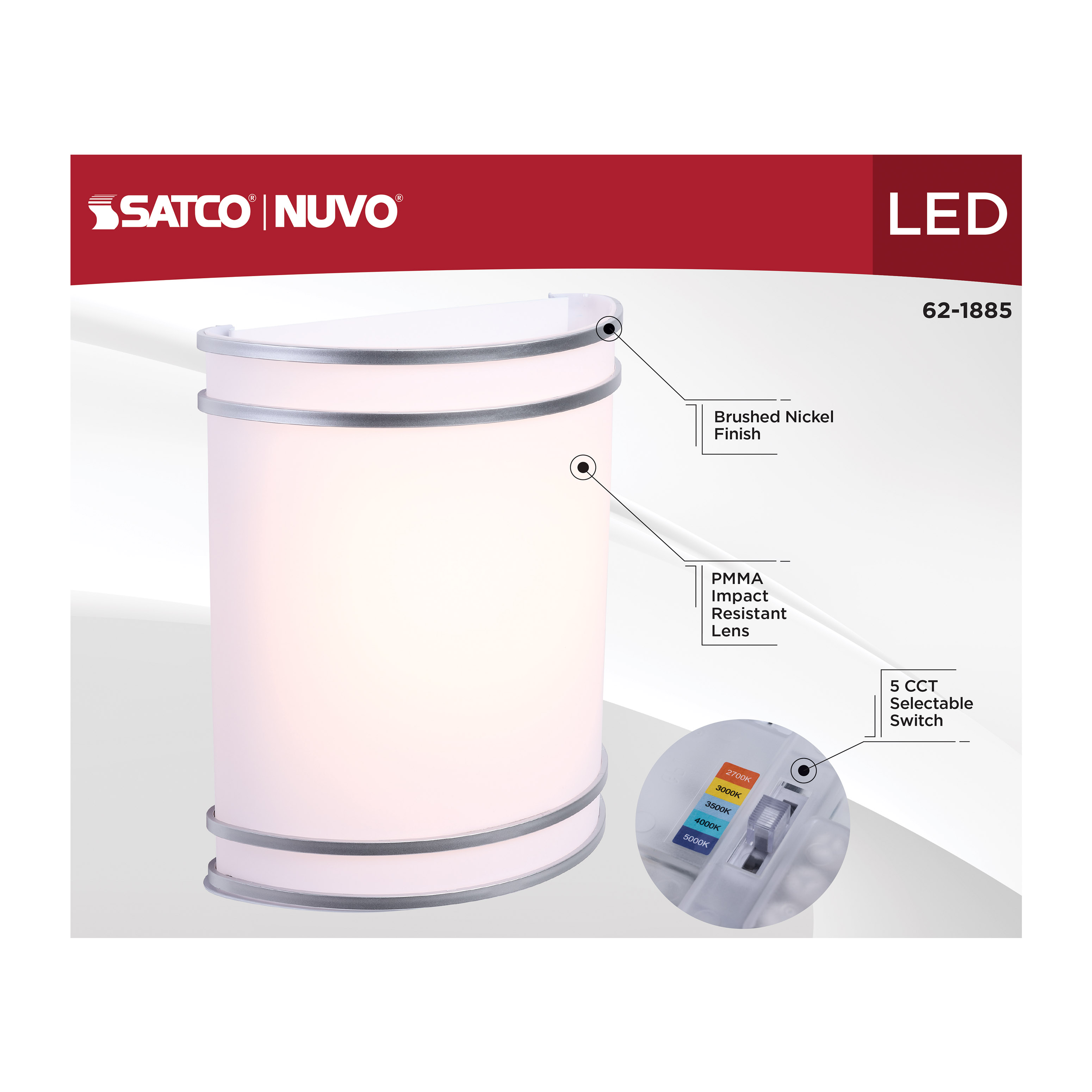 LED GLAMOUR BN WALL SCONCE - 62-1885