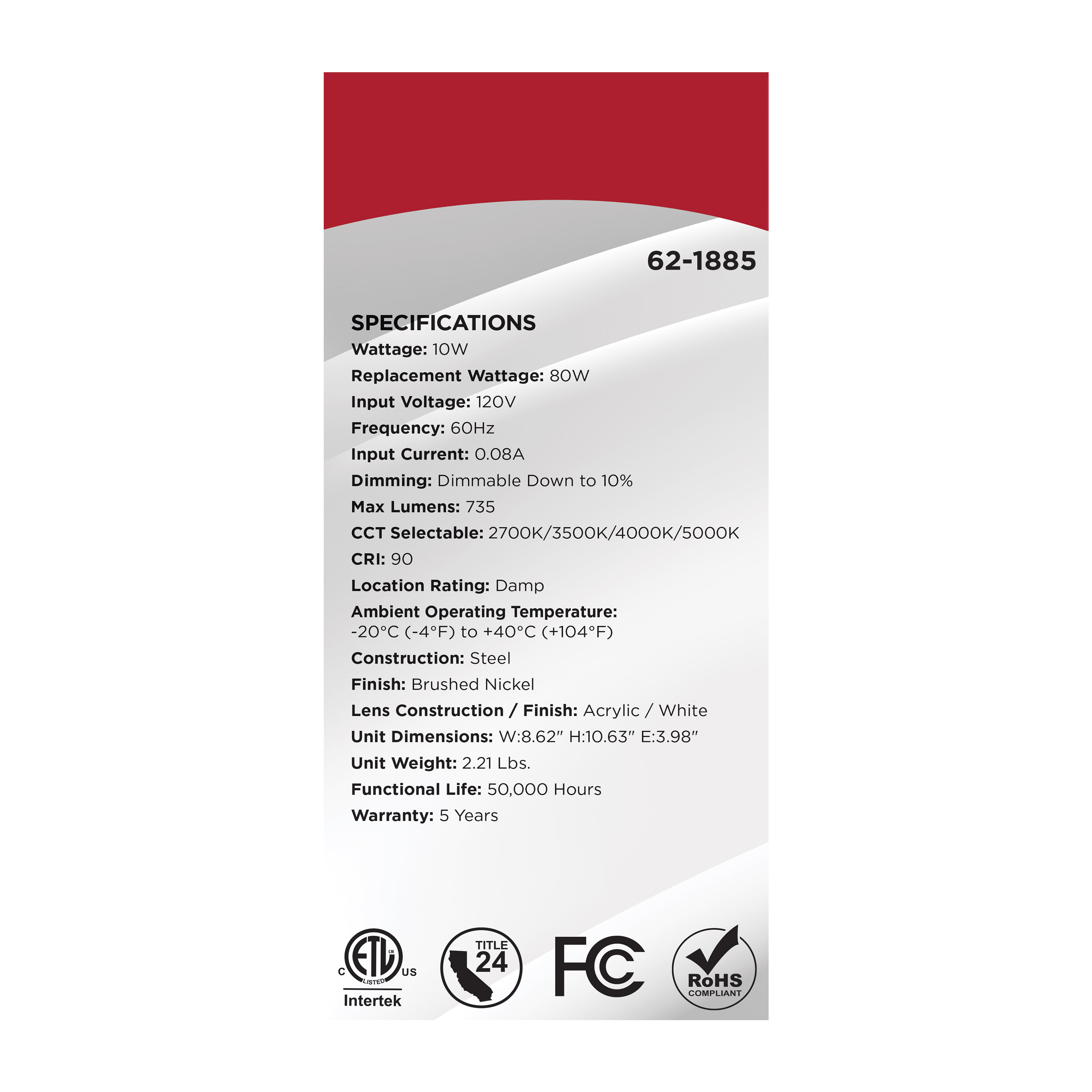 LED GLAMOUR BN WALL SCONCE - 62-1885