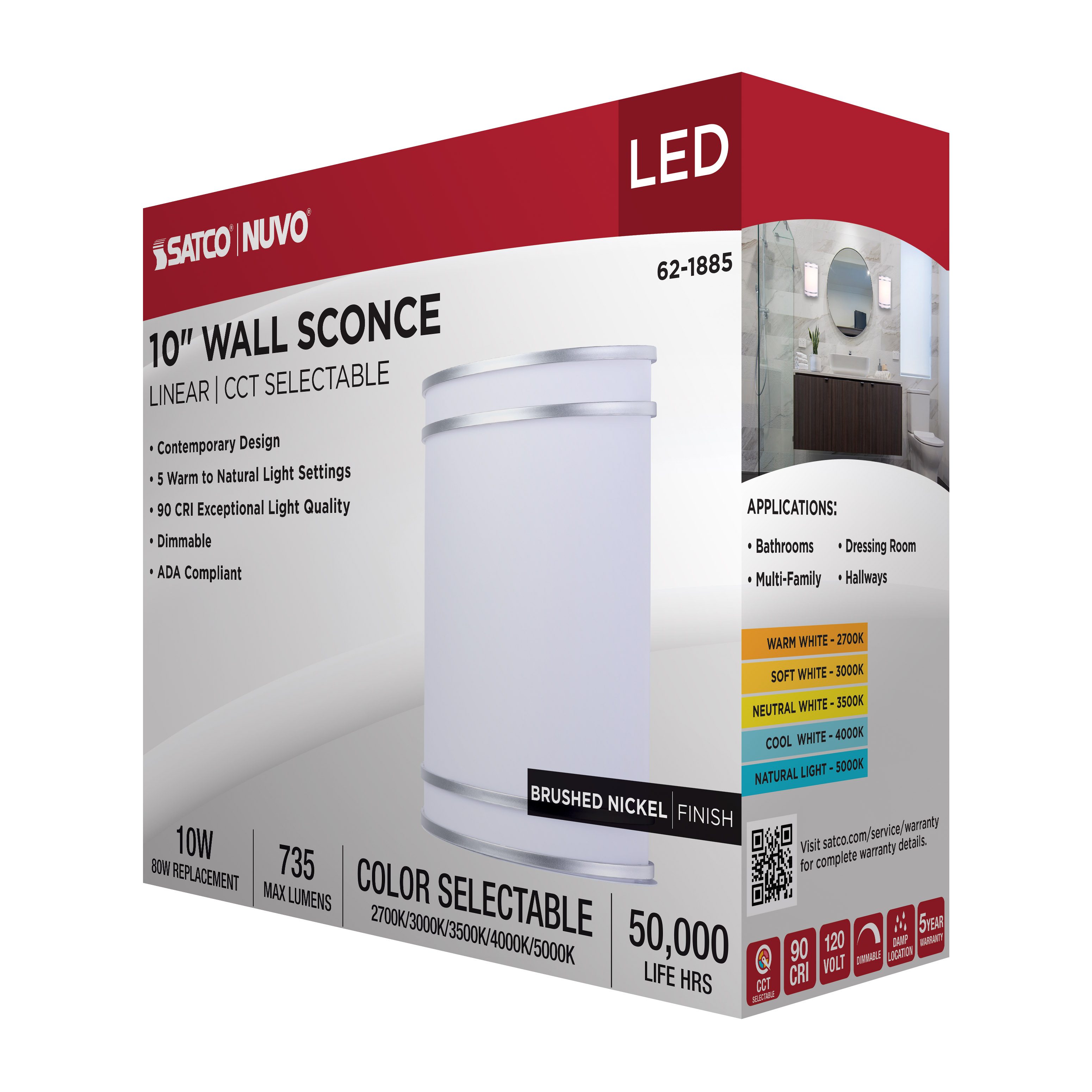 LED GLAMOUR BN WALL SCONCE - 62-1885