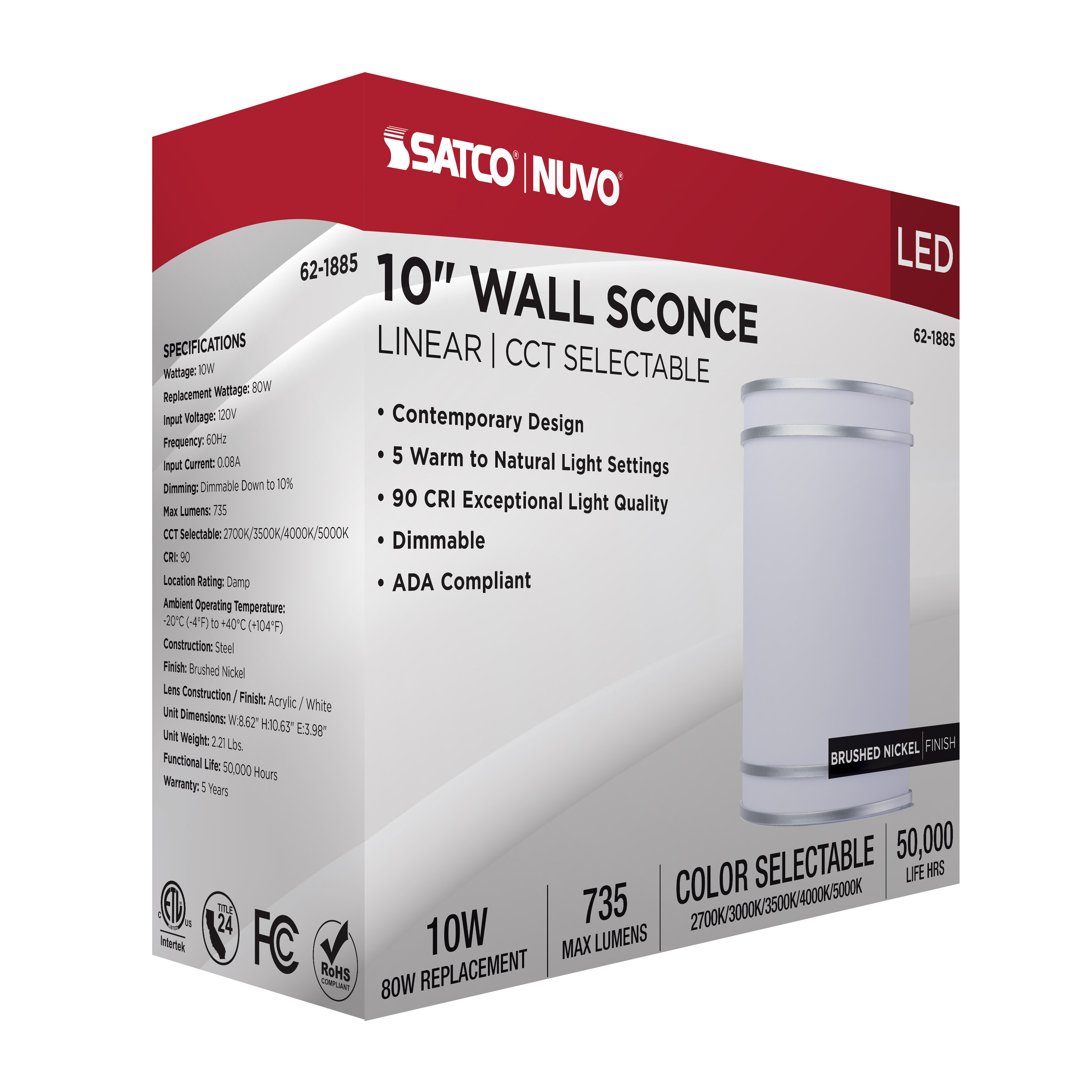 LED GLAMOUR BN WALL SCONCE - 62-1885