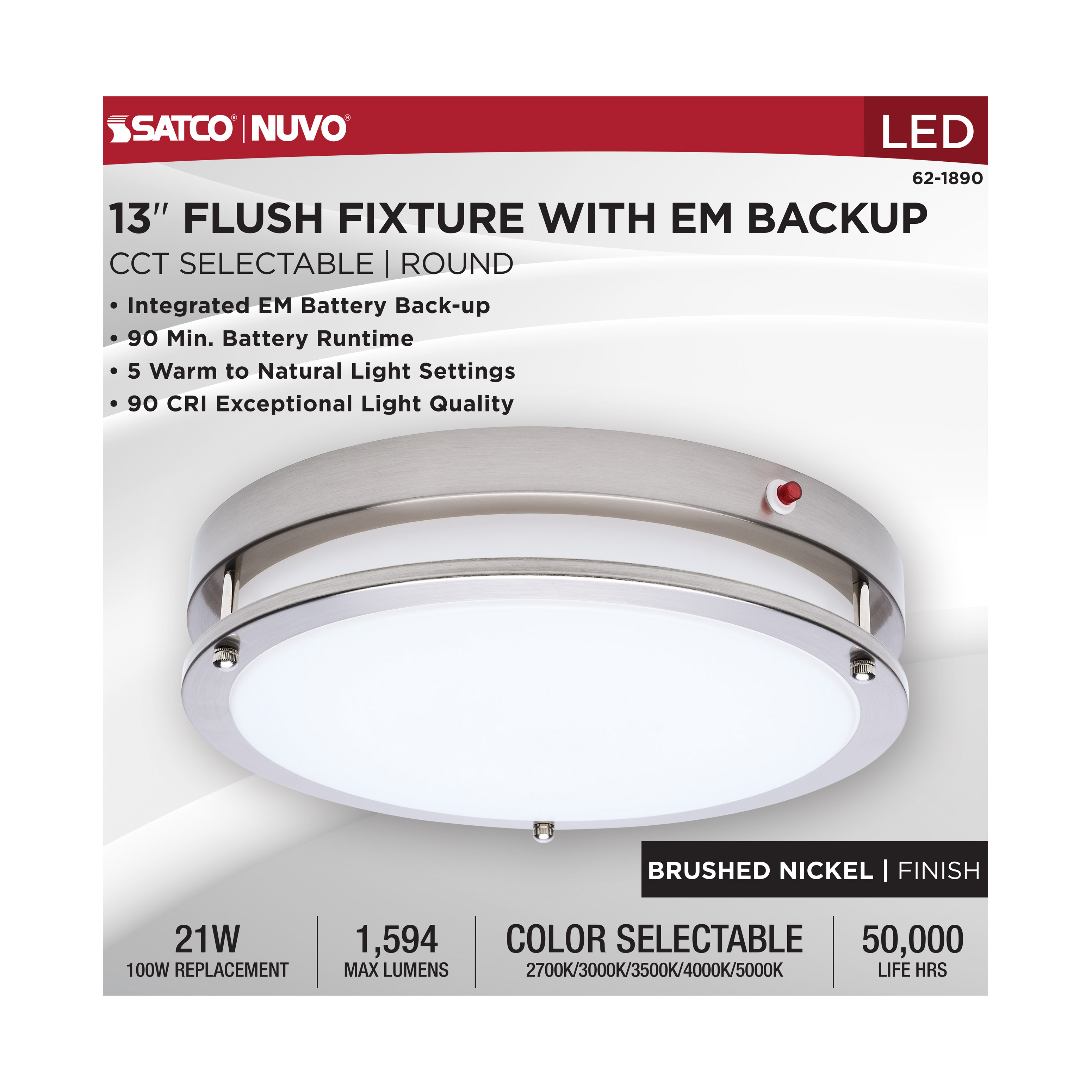 LED EM 13" GLAMOUR FLUSH - 62-1890