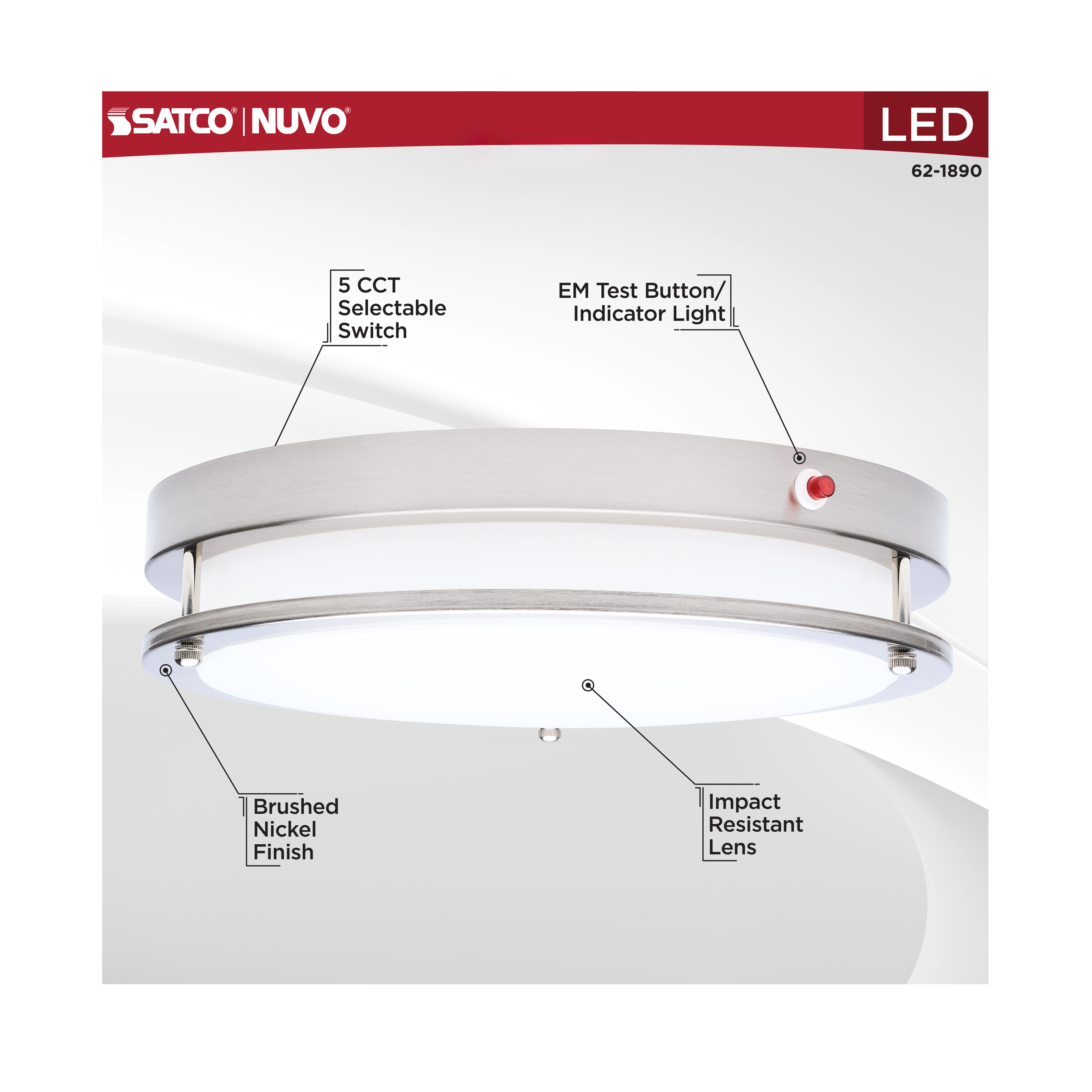 LED EM 13" GLAMOUR FLUSH - 62-1890