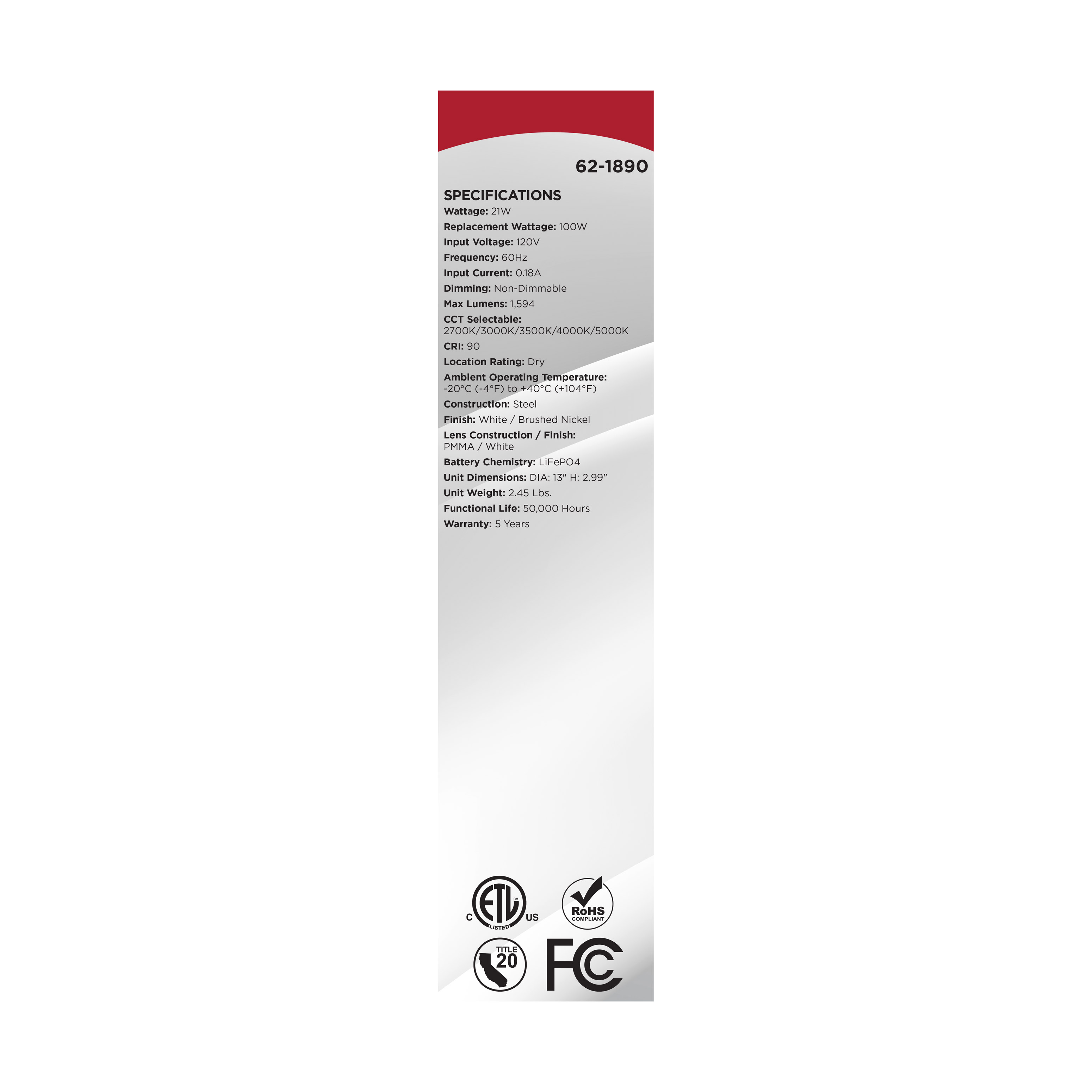 LED EM 13" GLAMOUR FLUSH - 62-1890