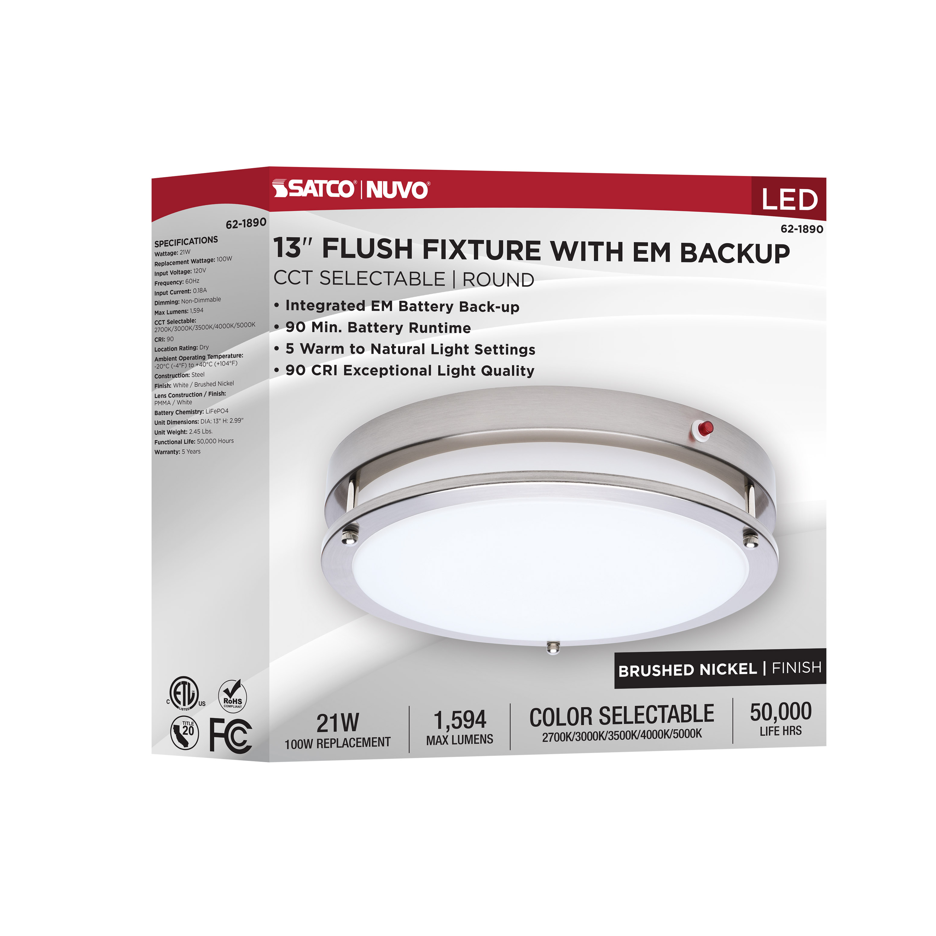 LED EM 13" GLAMOUR FLUSH - 62-1890