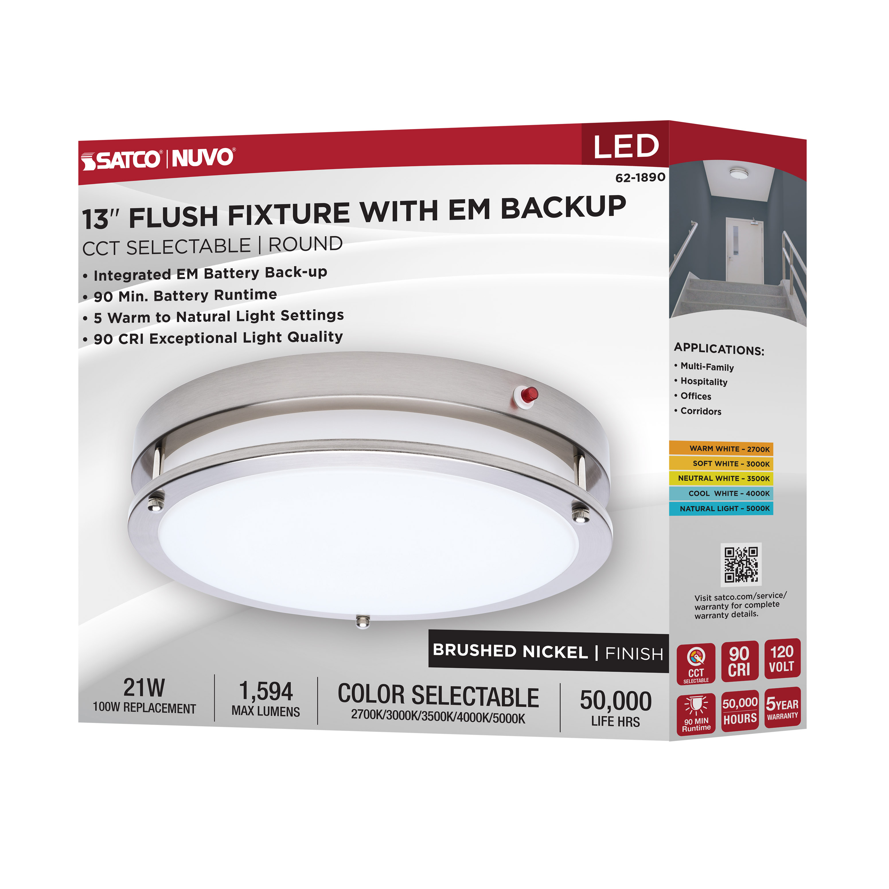 LED EM 13" GLAMOUR FLUSH - 62-1890