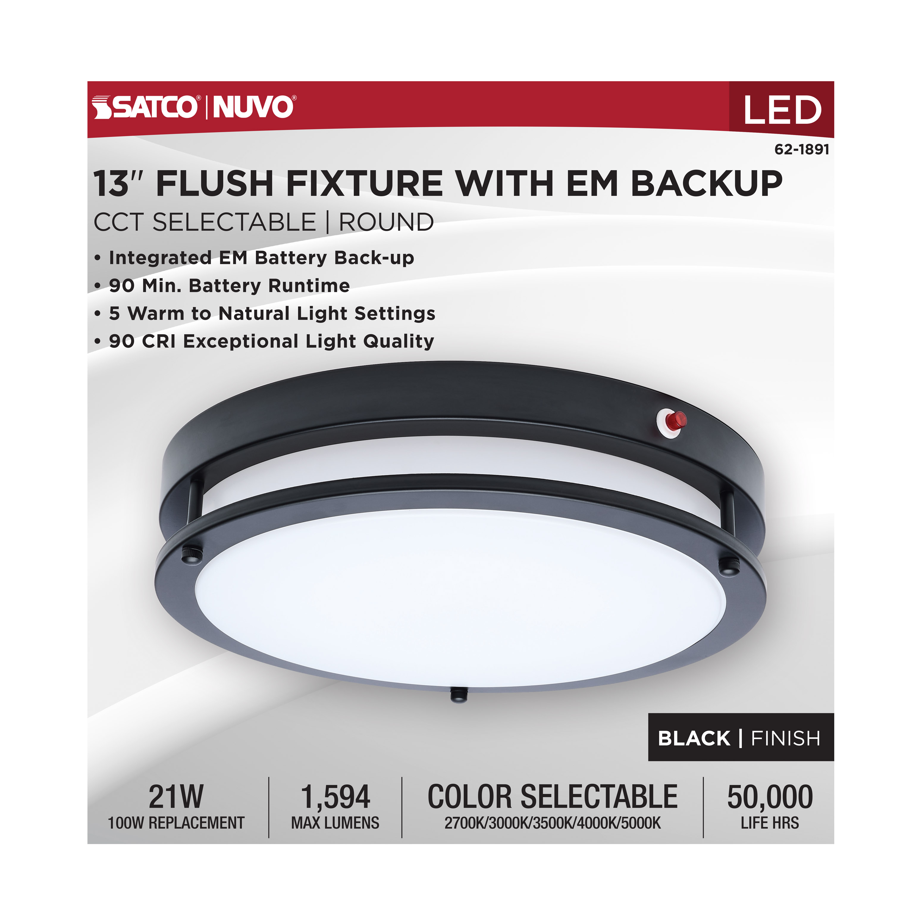 LED EM 13" GLAMOUR FLUSH - 62-1891