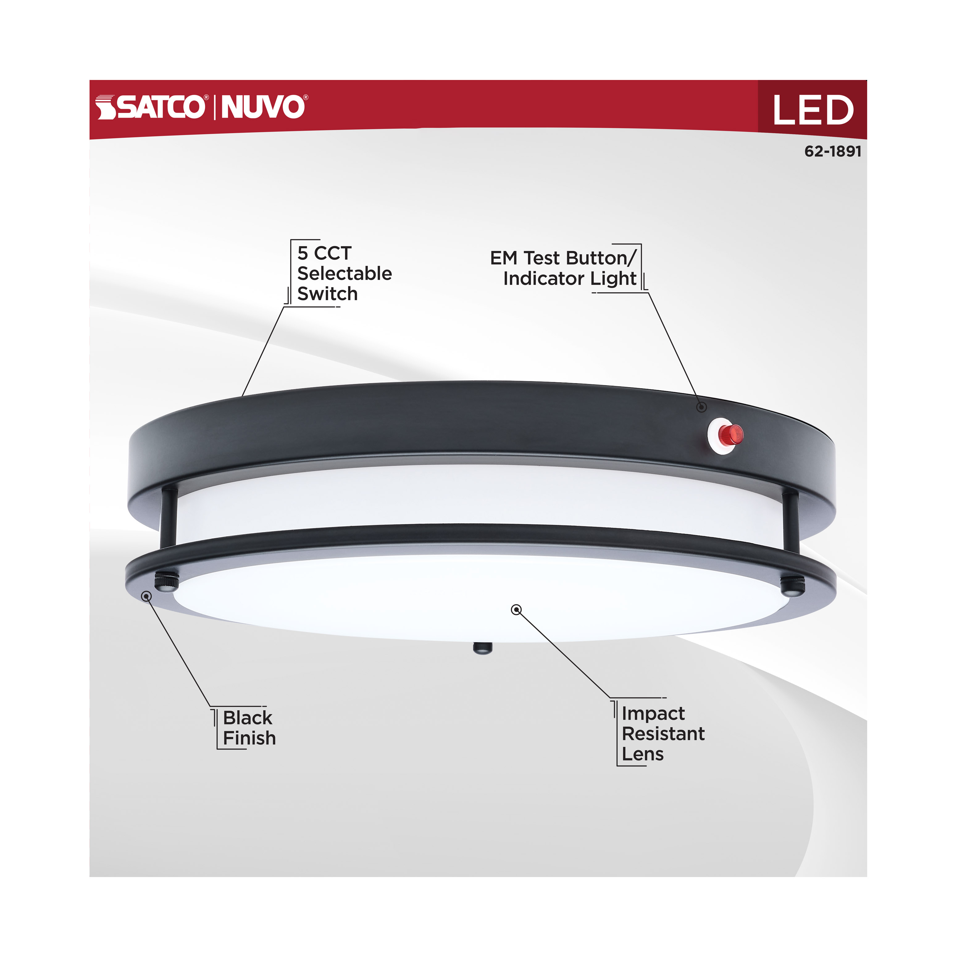 LED EM 13" GLAMOUR FLUSH - 62-1891