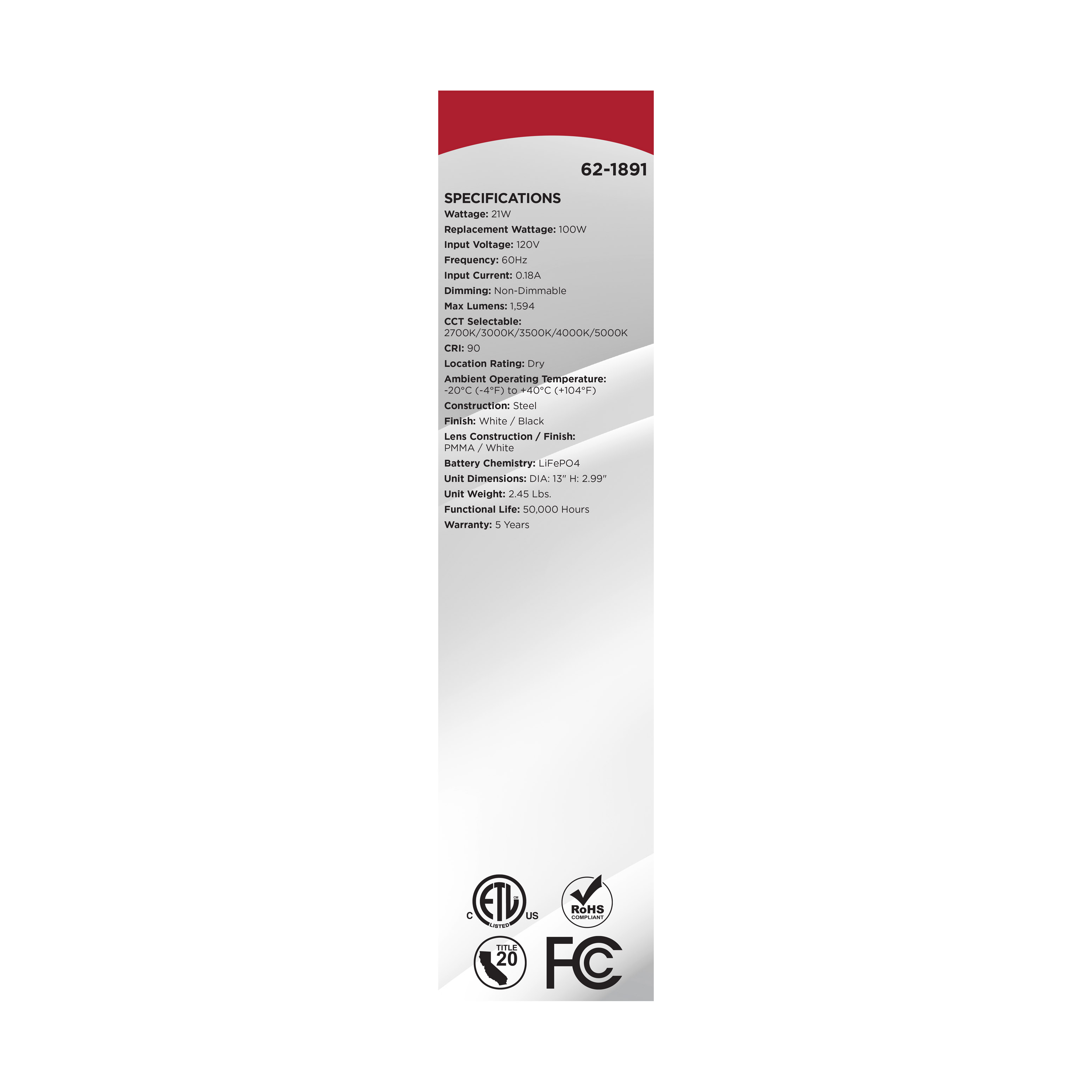 LED EM 13" GLAMOUR FLUSH - 62-1891