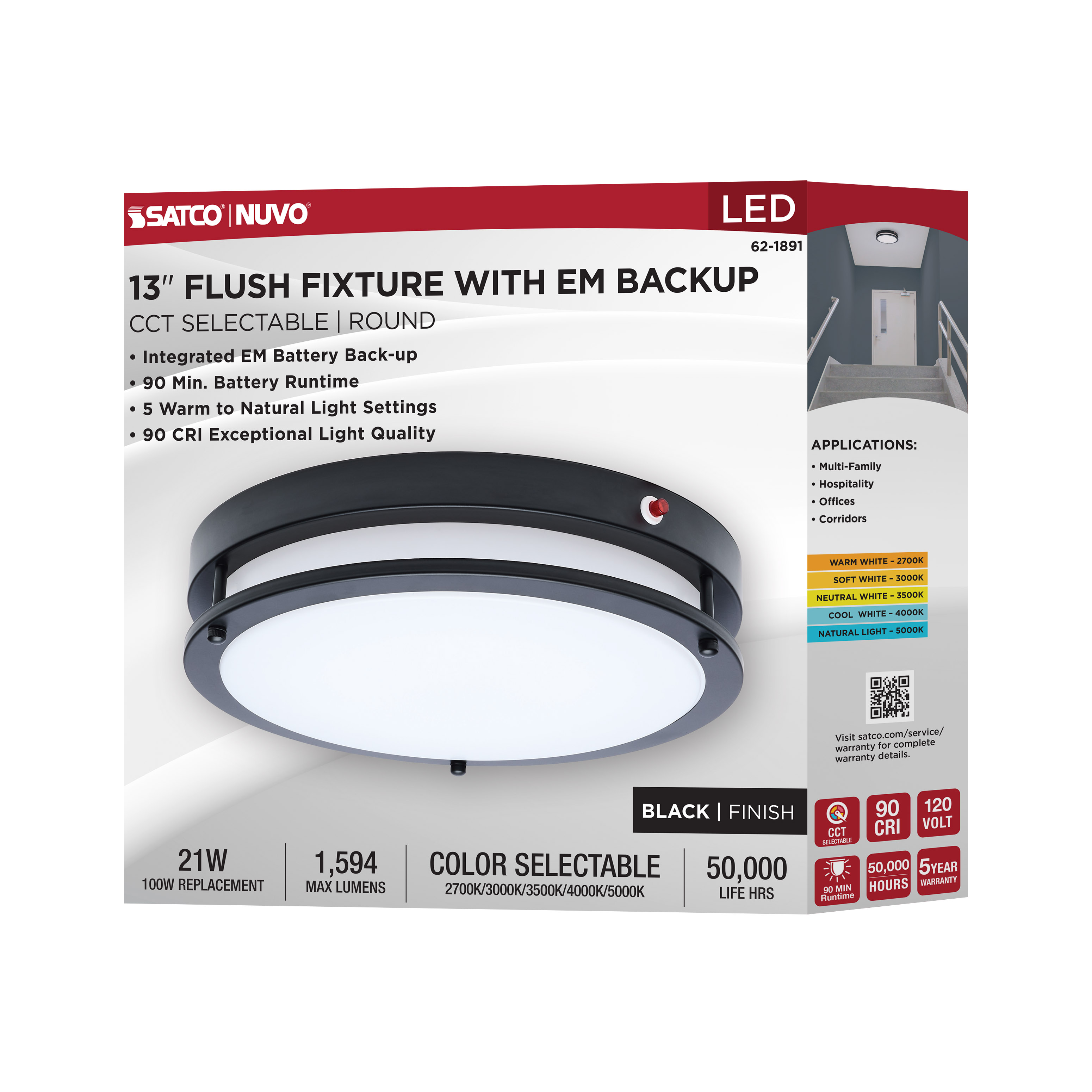 LED EM 13" GLAMOUR FLUSH - 62-1891