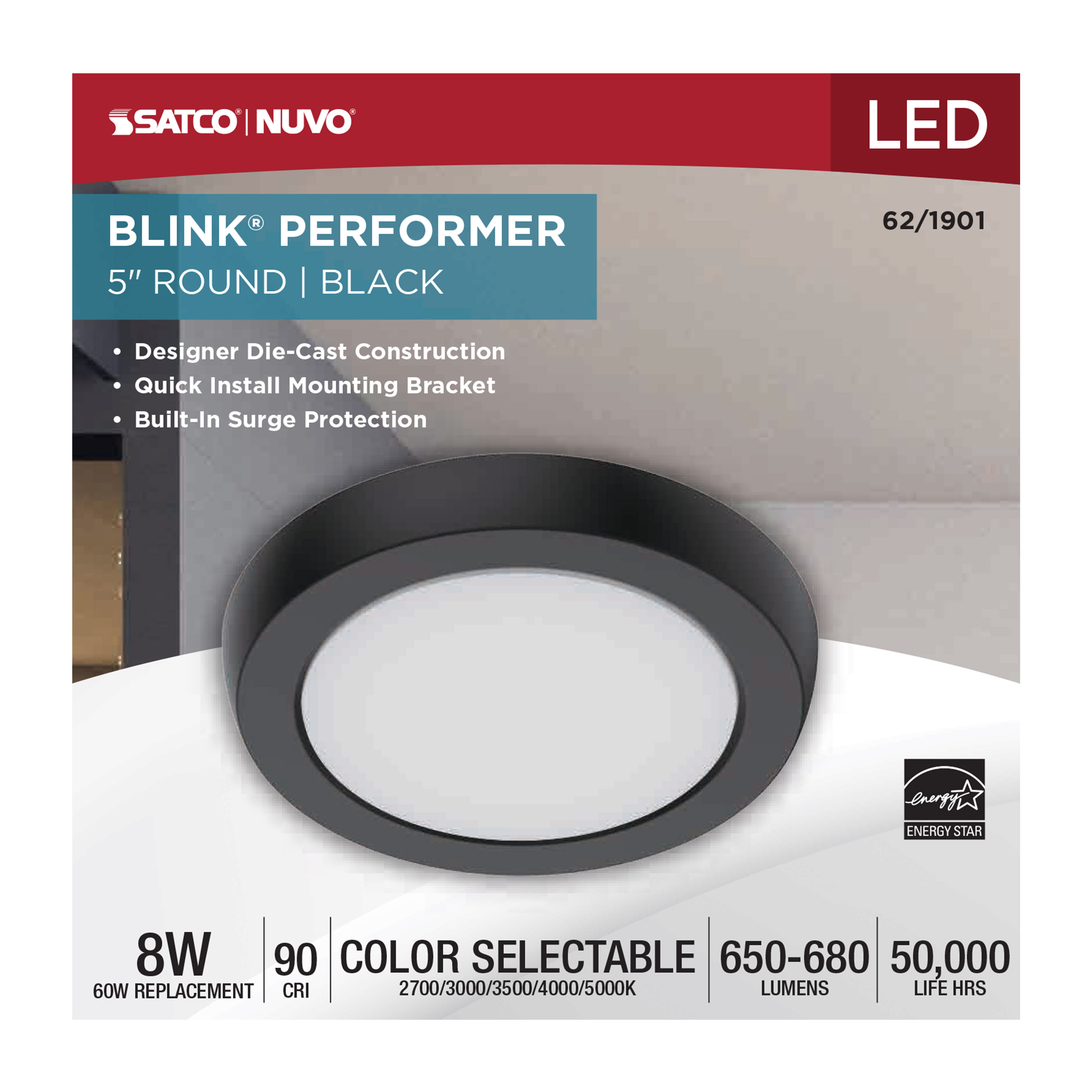BLINK 8W LED 5" ROUND BLACK - 62-1901