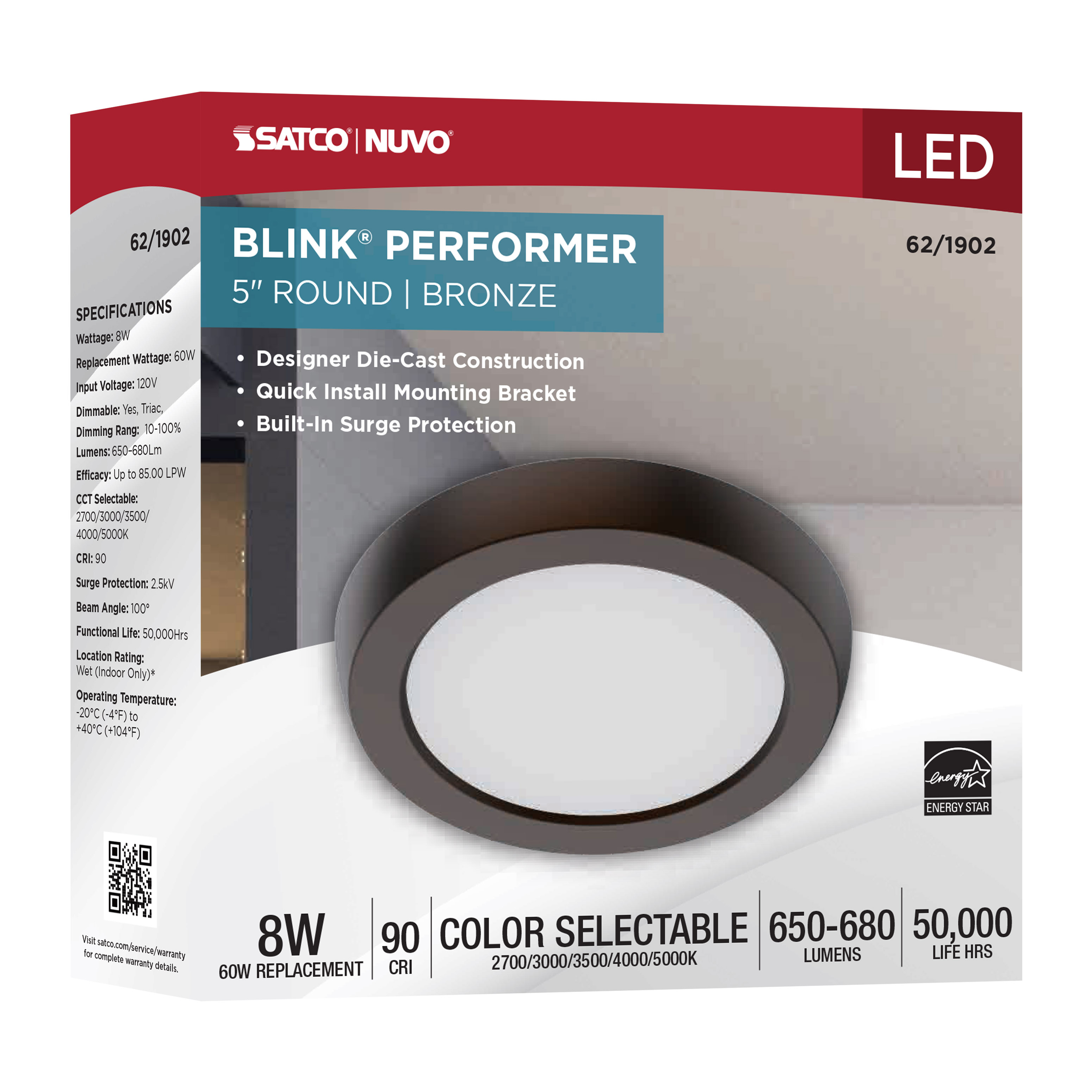 BLINK 8W LED 5" ROUND BRONZE - 62-1902