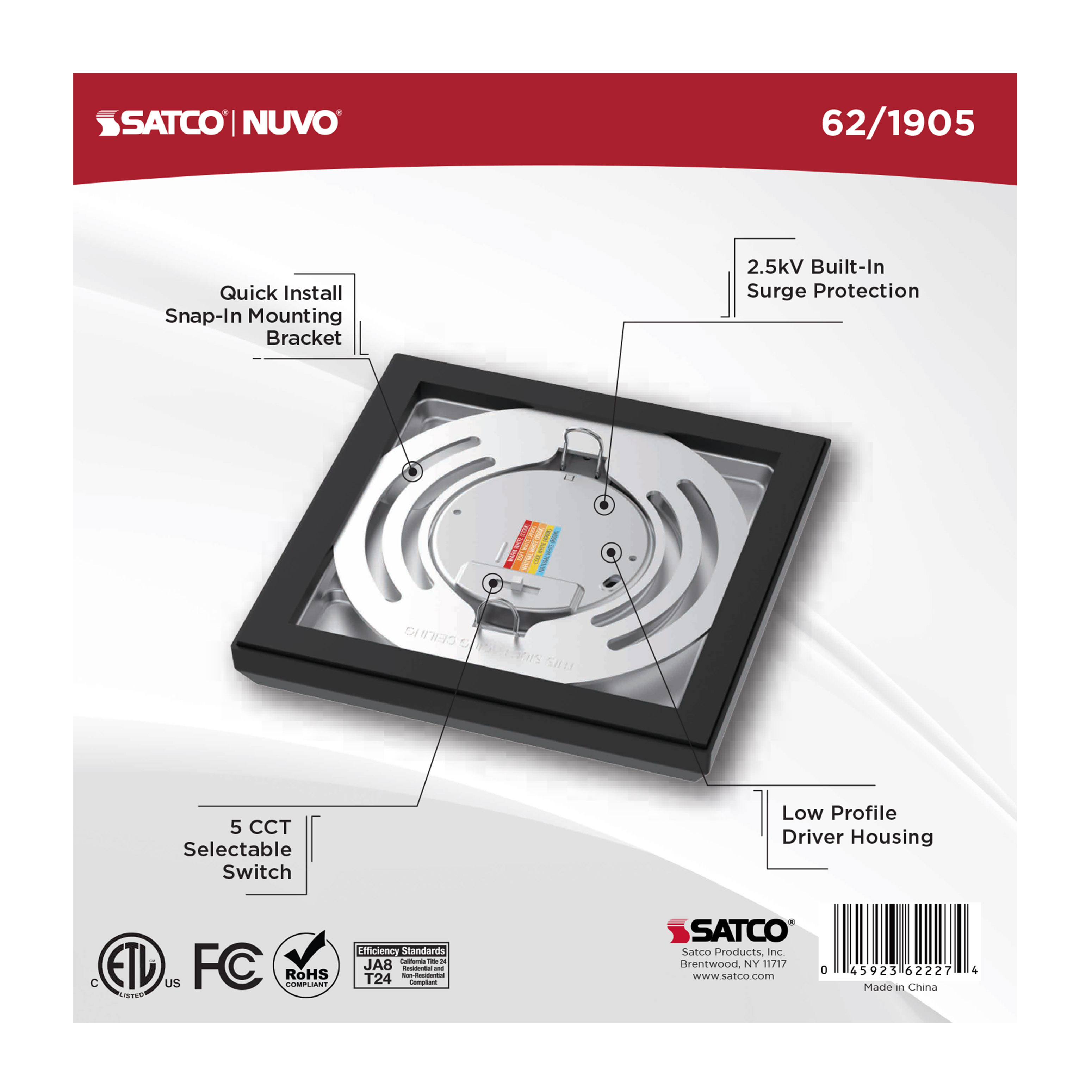 BLINK 8W LED 5" SQUARE BLACK - 62-1905