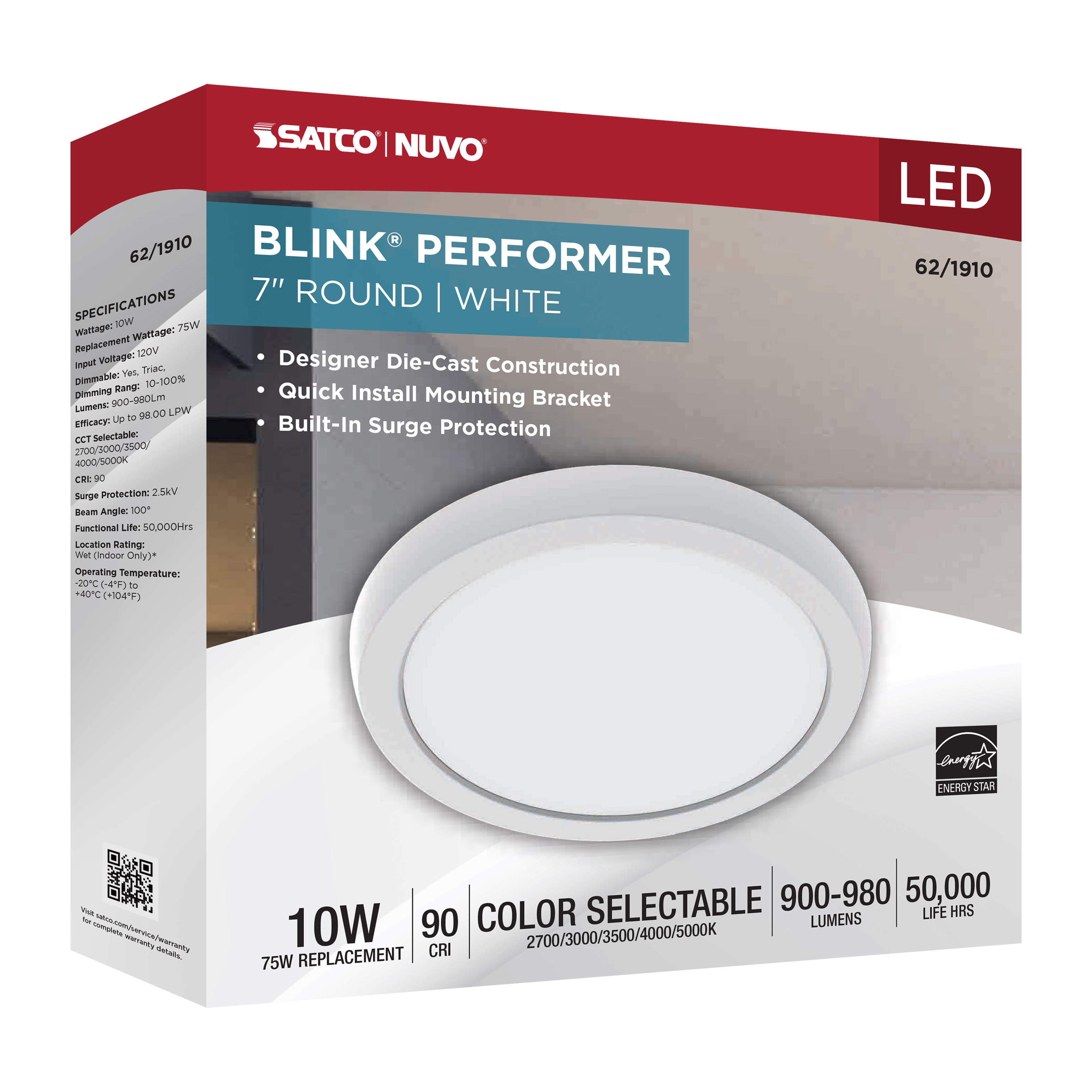 BLINK 10W LED 7" ROUND WHITE - 62-1910