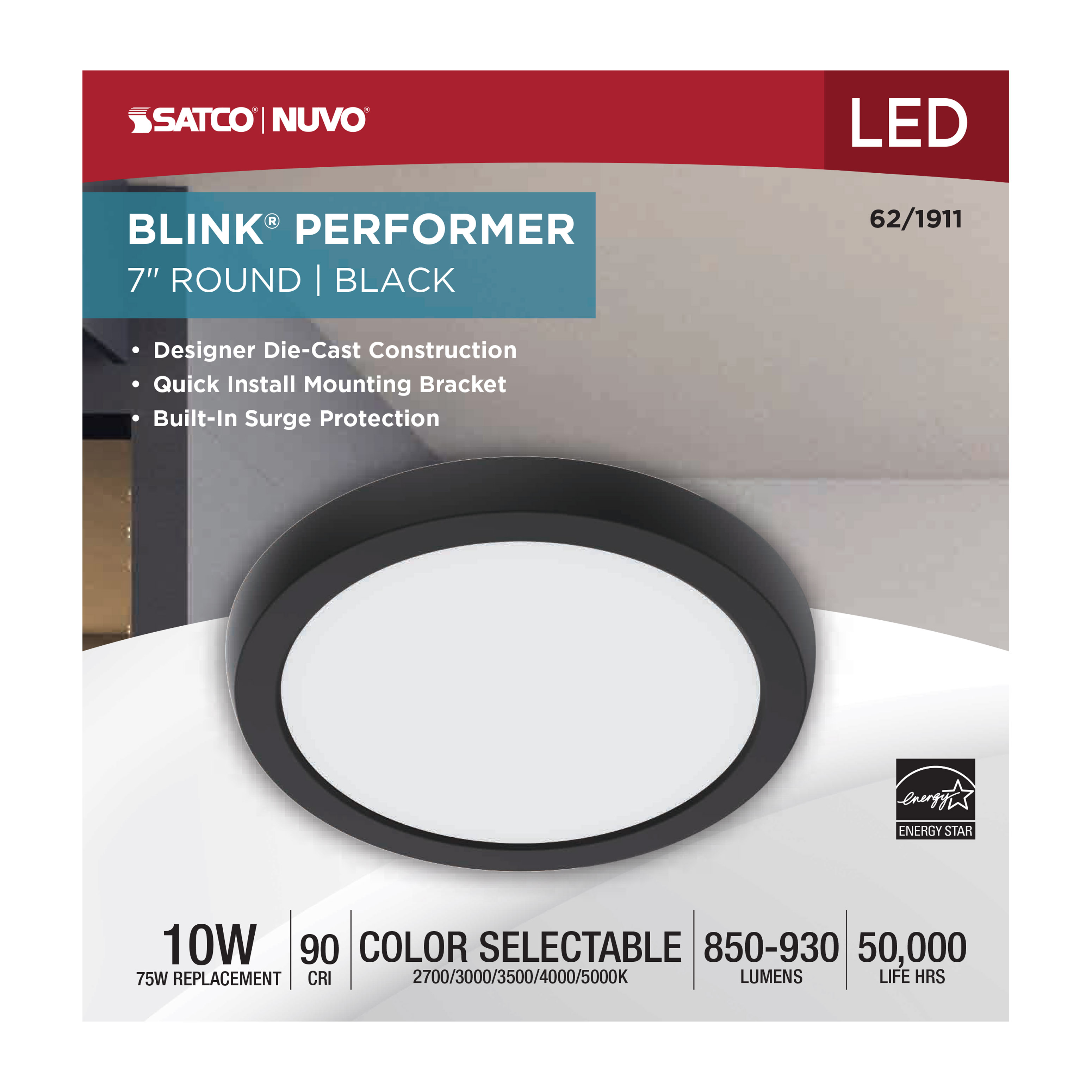 BLINK 10W LED 7" ROUND BLACK - 62-1911