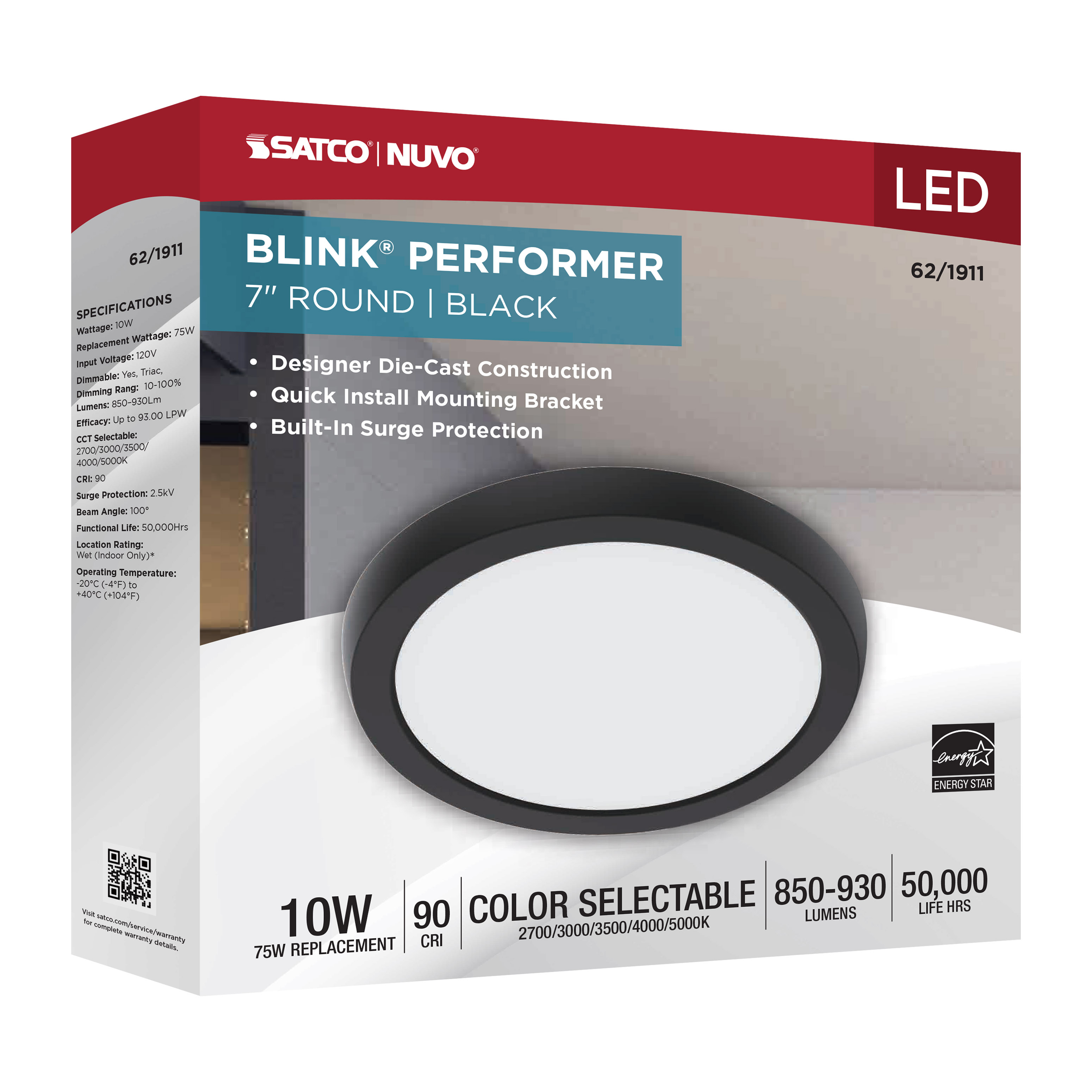 BLINK 10W LED 7" ROUND BLACK - 62-1911