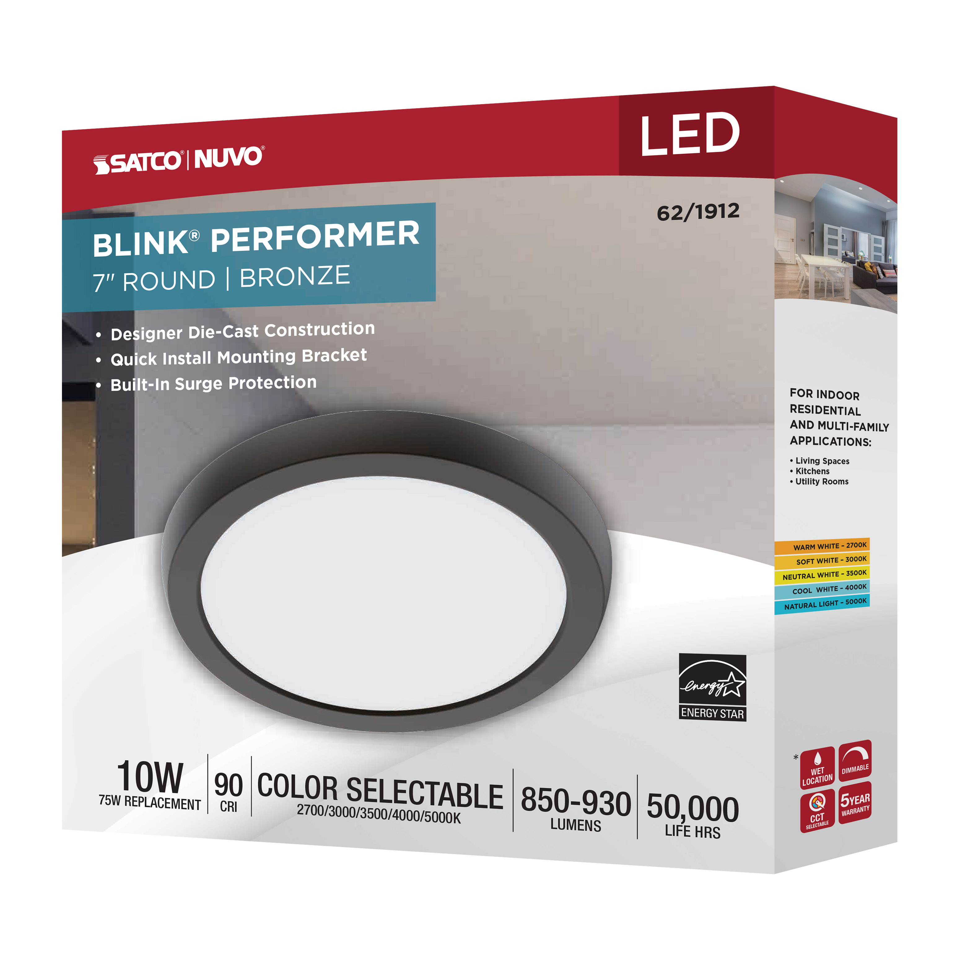 BLINK 10W LED 7" ROUND BRONZE - 62-1912