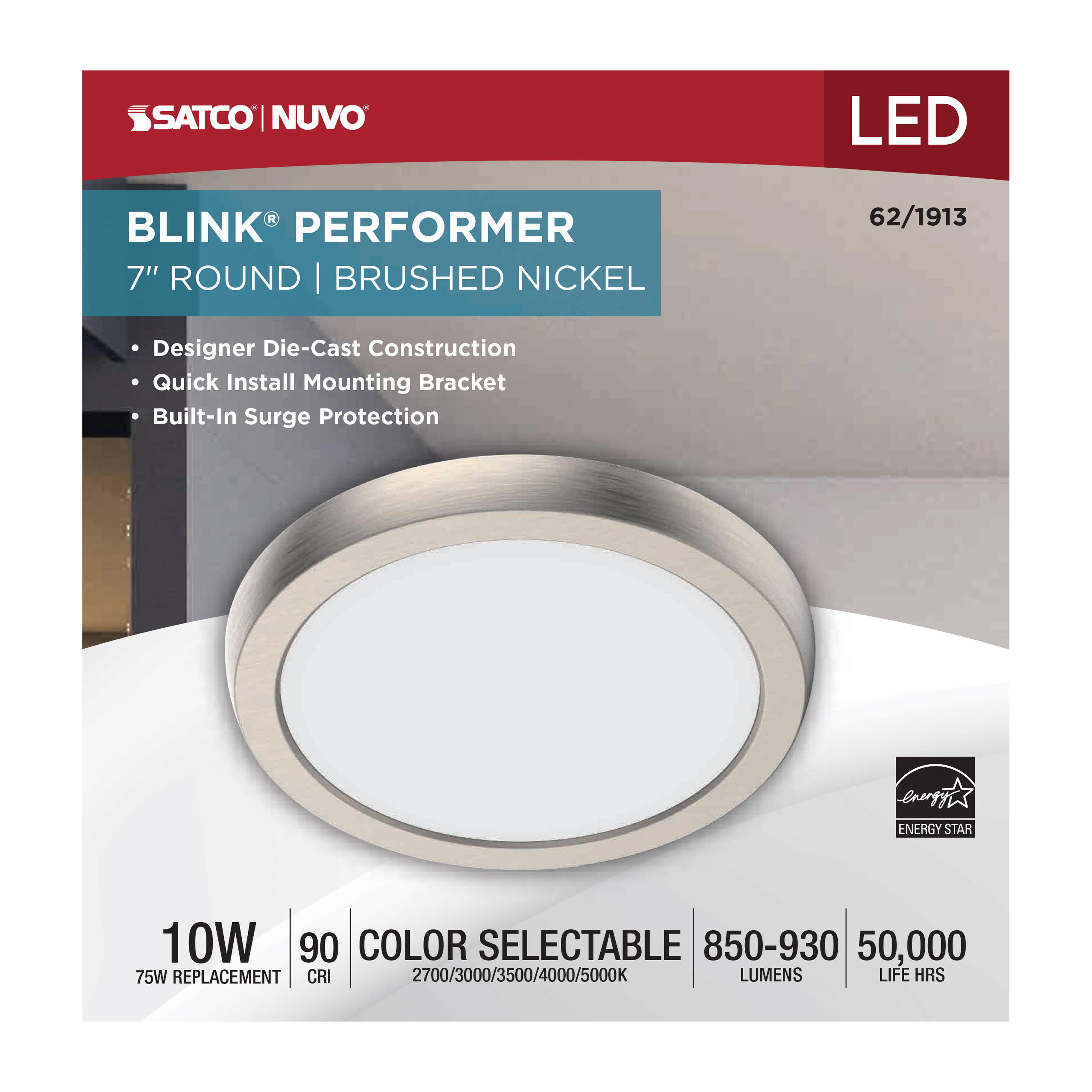 BLINK 10W LED 7" RND BR. NICK - 62-1913