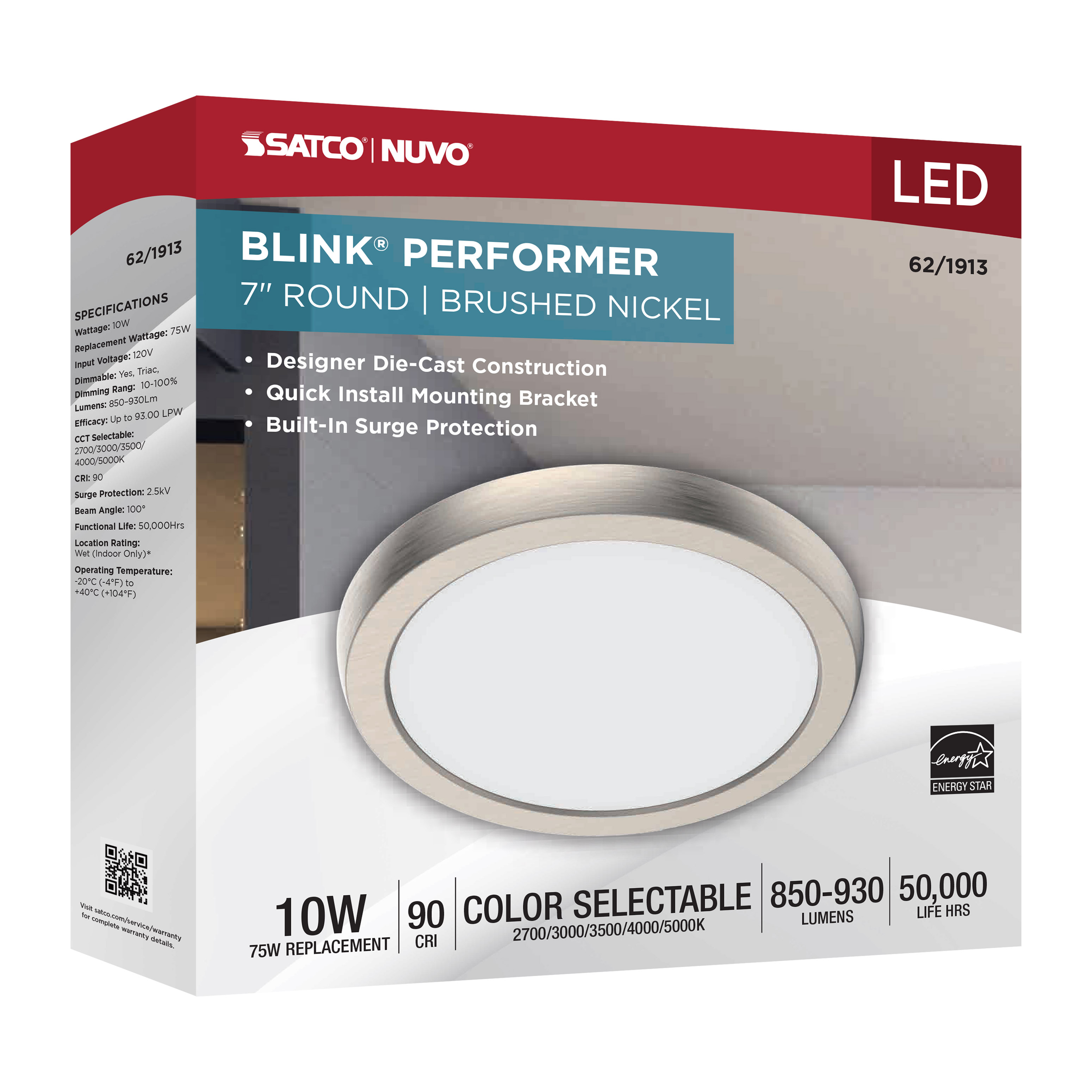 BLINK 10W LED 7" RND BR. NICK - 62-1913