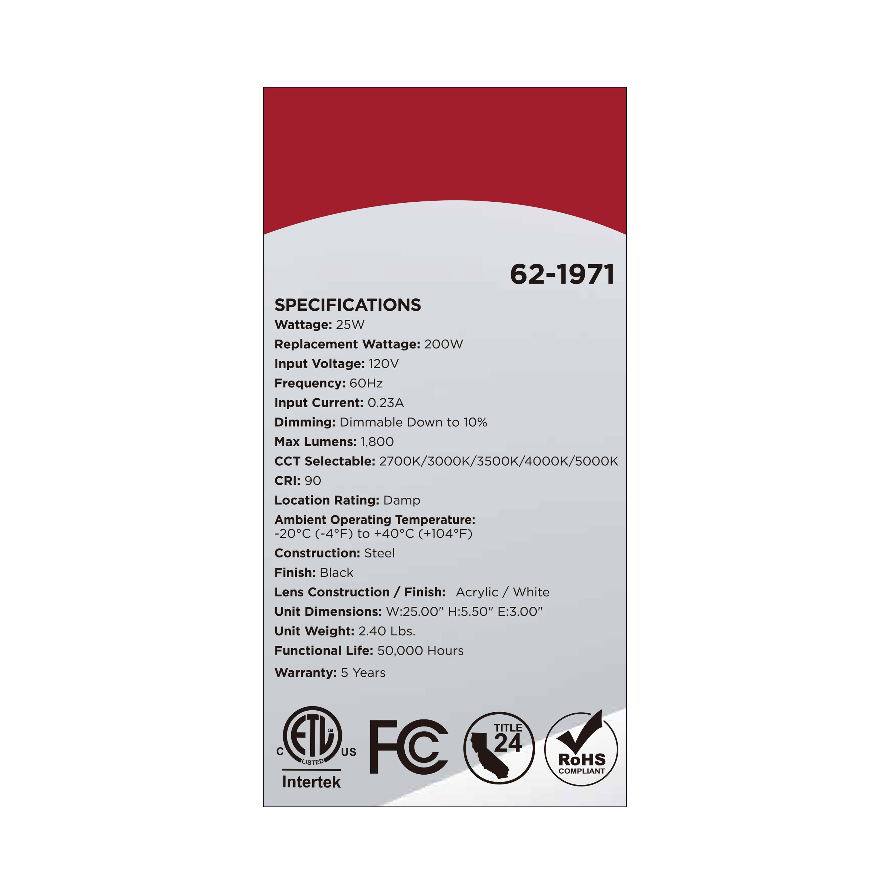 LED GLAMOUR 25" BL VANITY - 62-1971