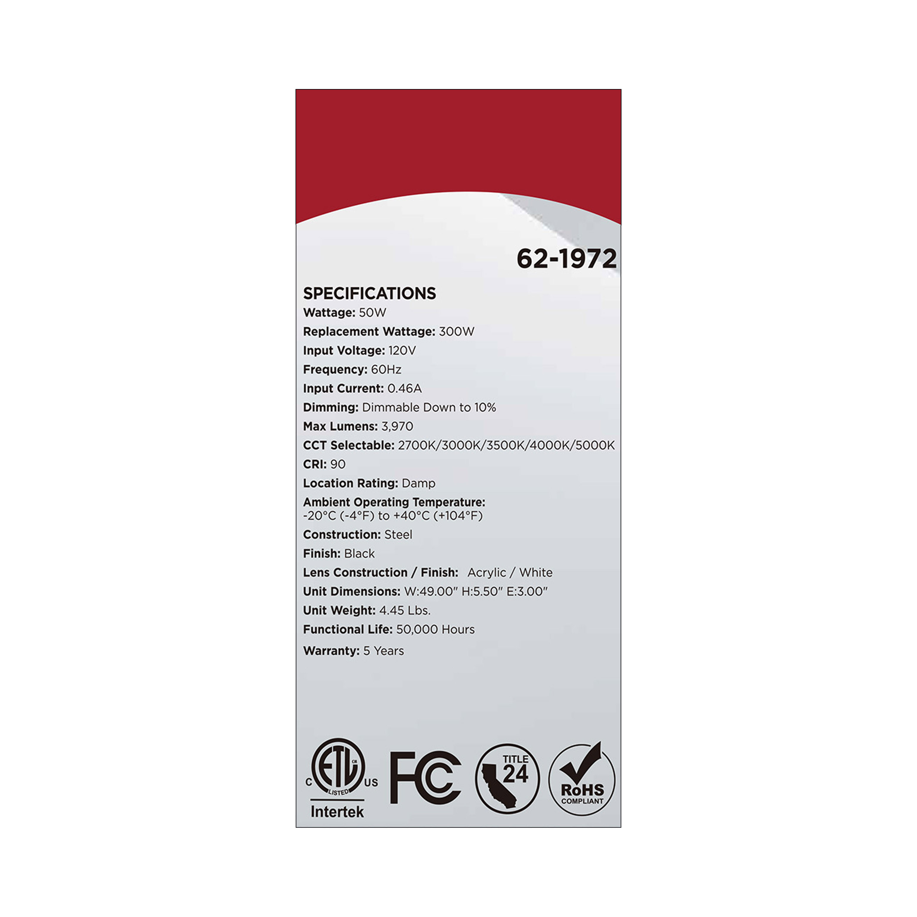 LED GLAMOUR 49" BL VANITY - 62-1972