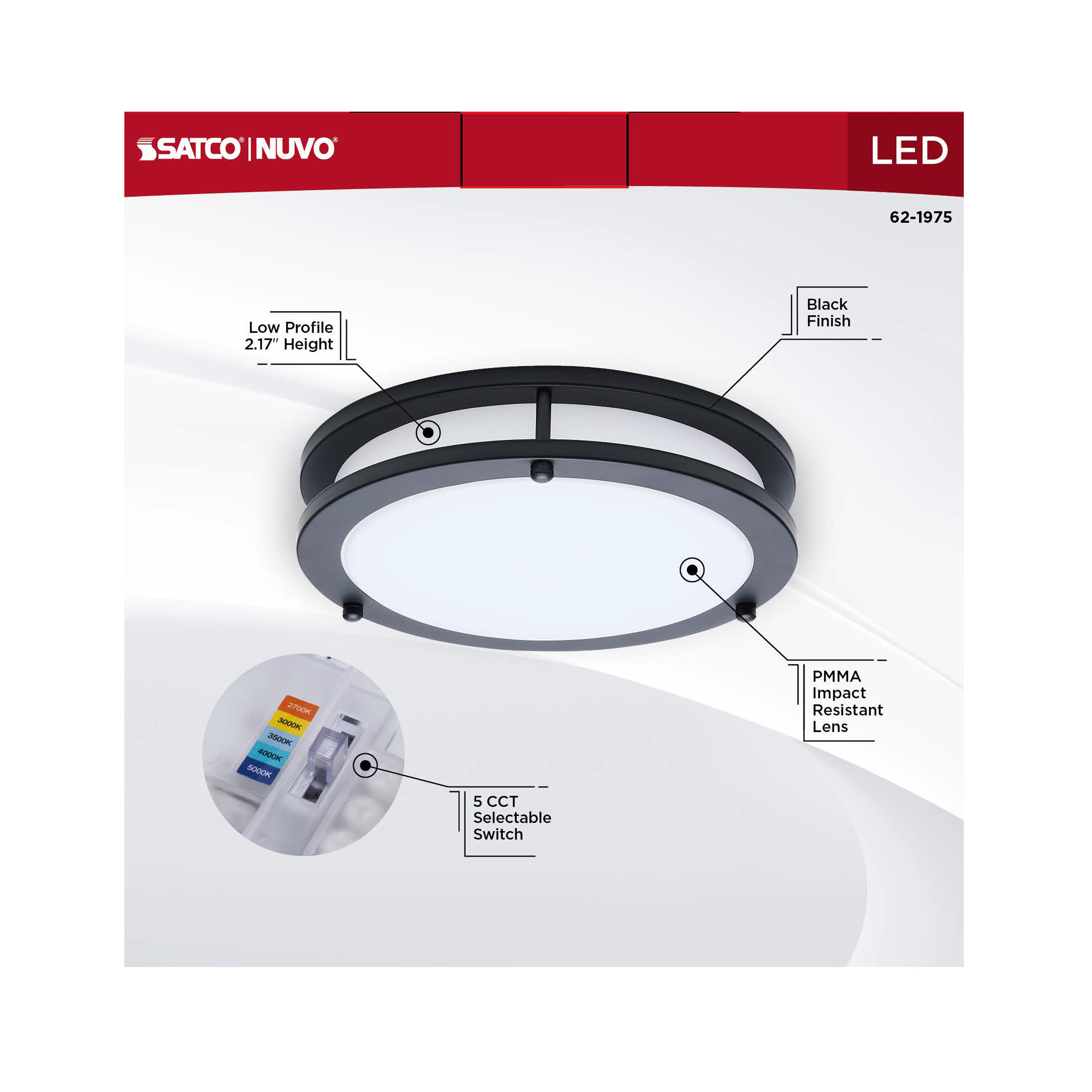 LED GLAMOUR BL 10" FLUSH - 62-1975