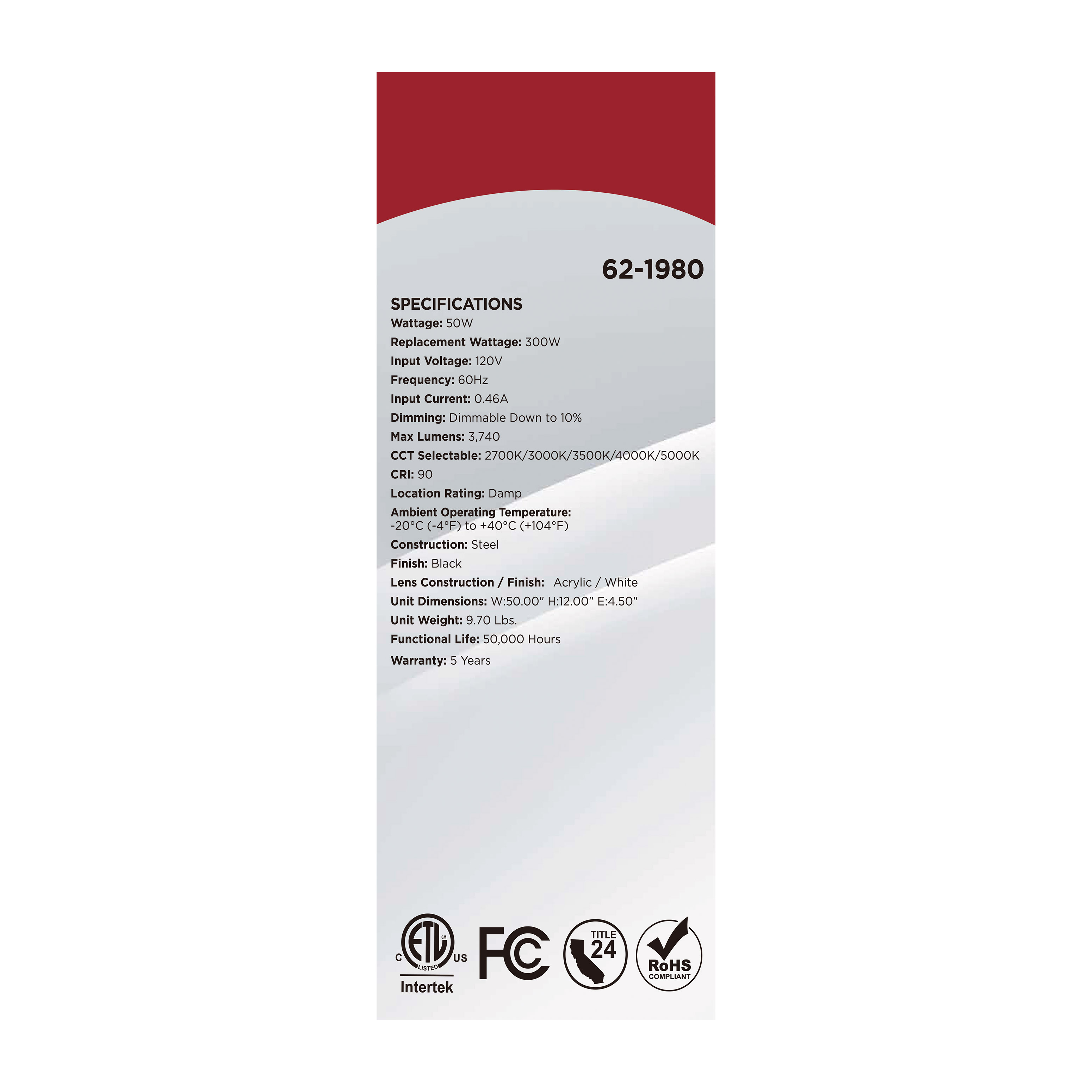 LED GLAMOUR BL 50" LINEAR - 62-1980