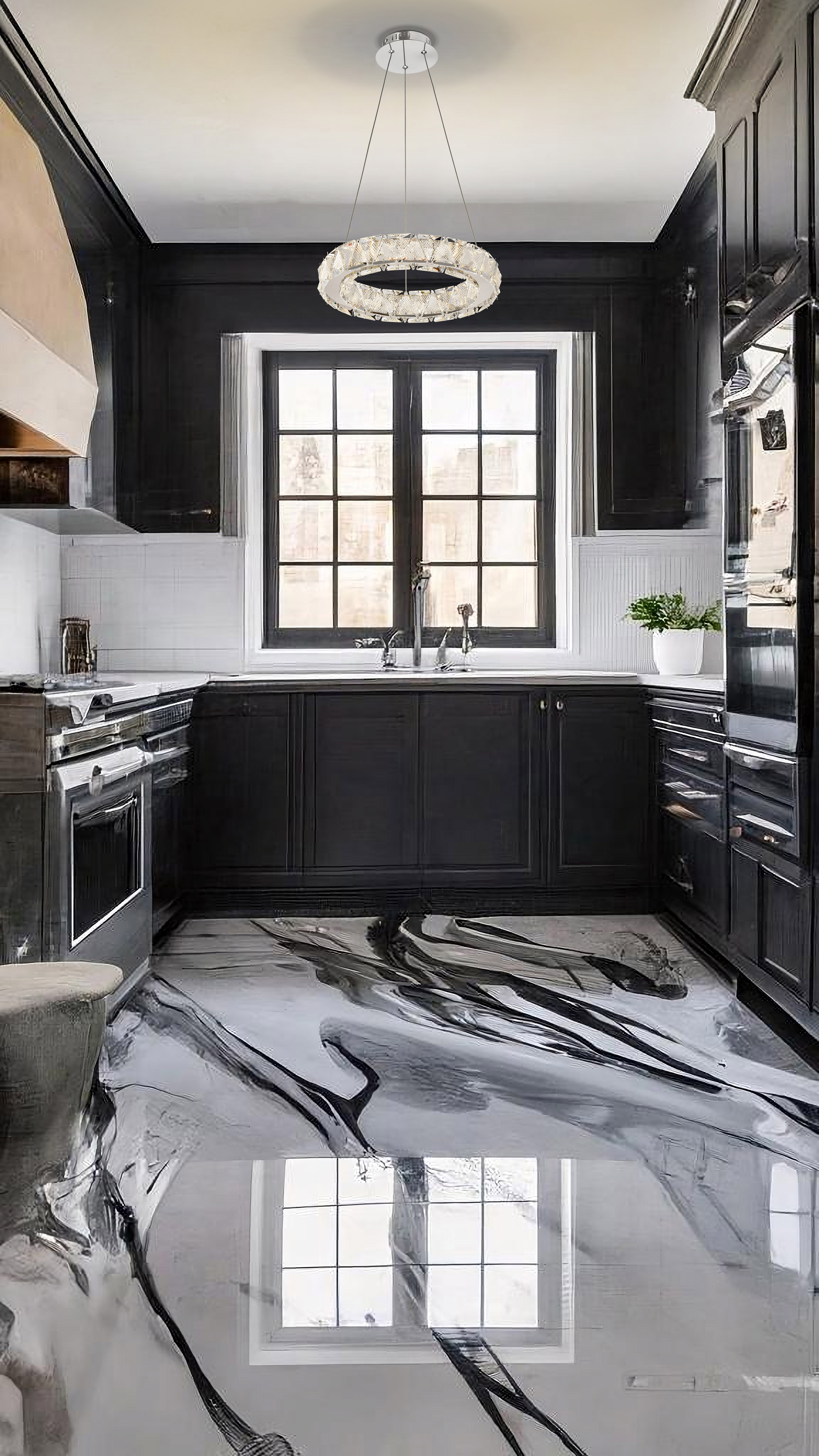 ASHER 15" ROUND CRYSTAL PENDAN - 62-2441