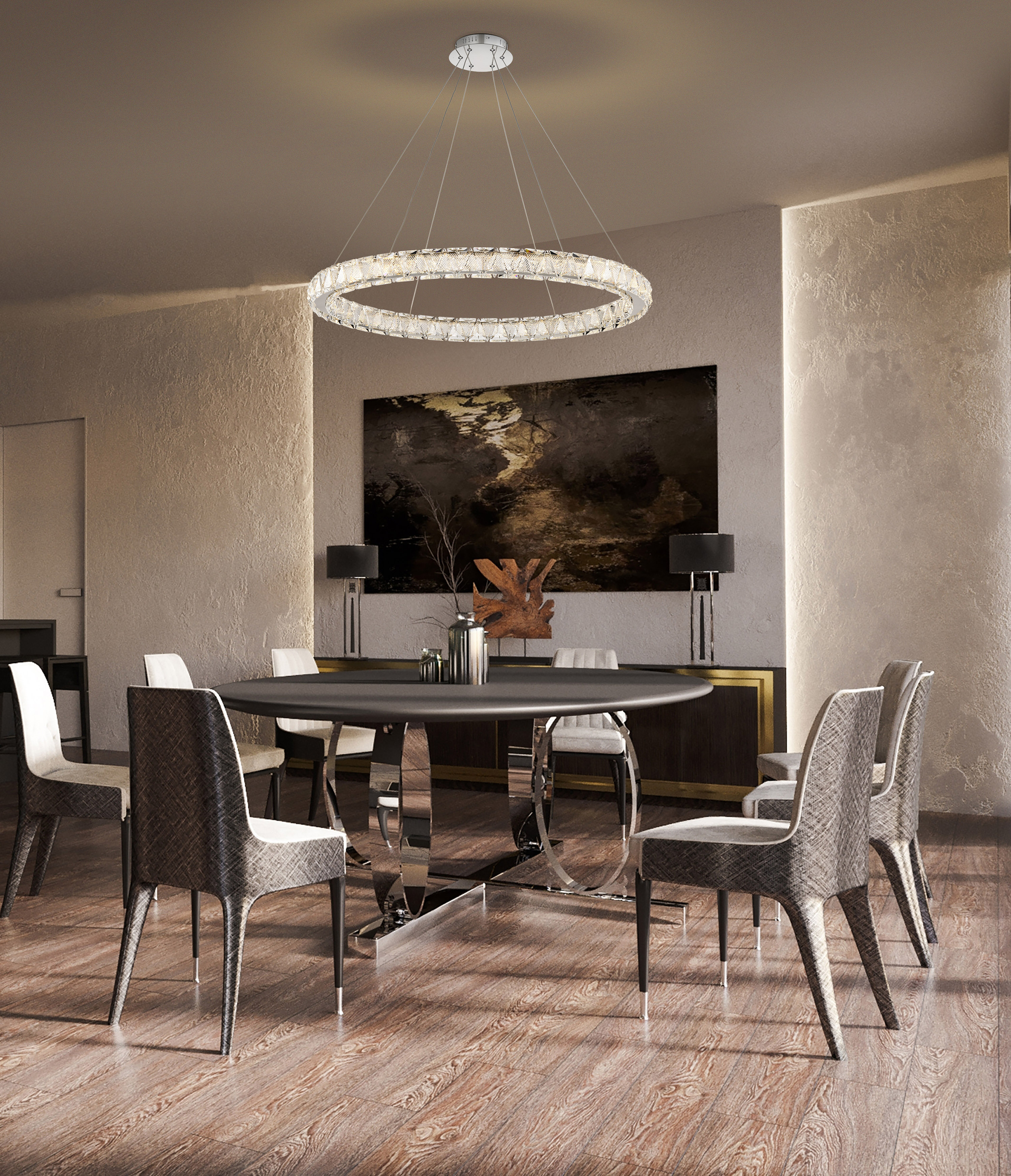 ASHER 36" ROUND CRYSTAL PENDAN - 62-2442