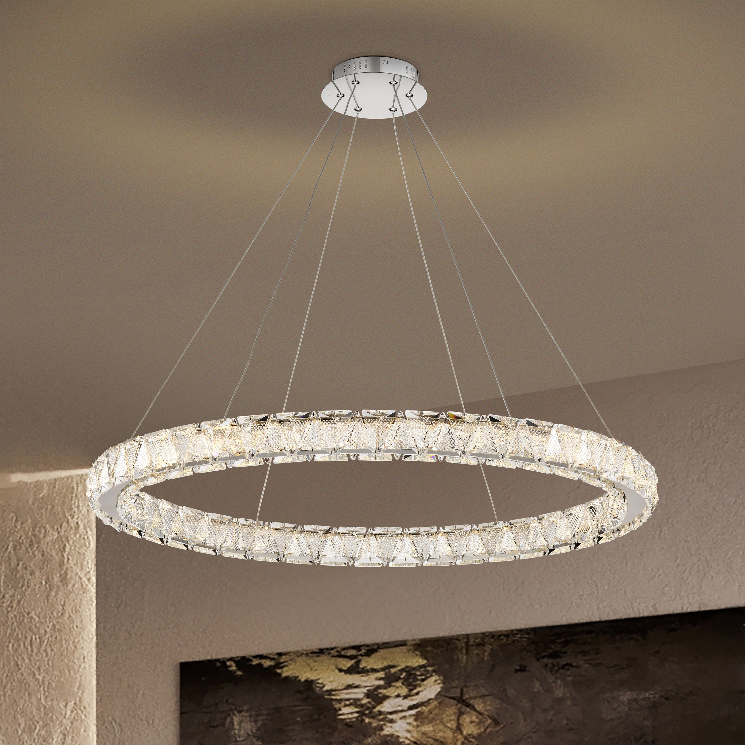 ASHER 36" ROUND CRYSTAL PENDAN - 62-2442