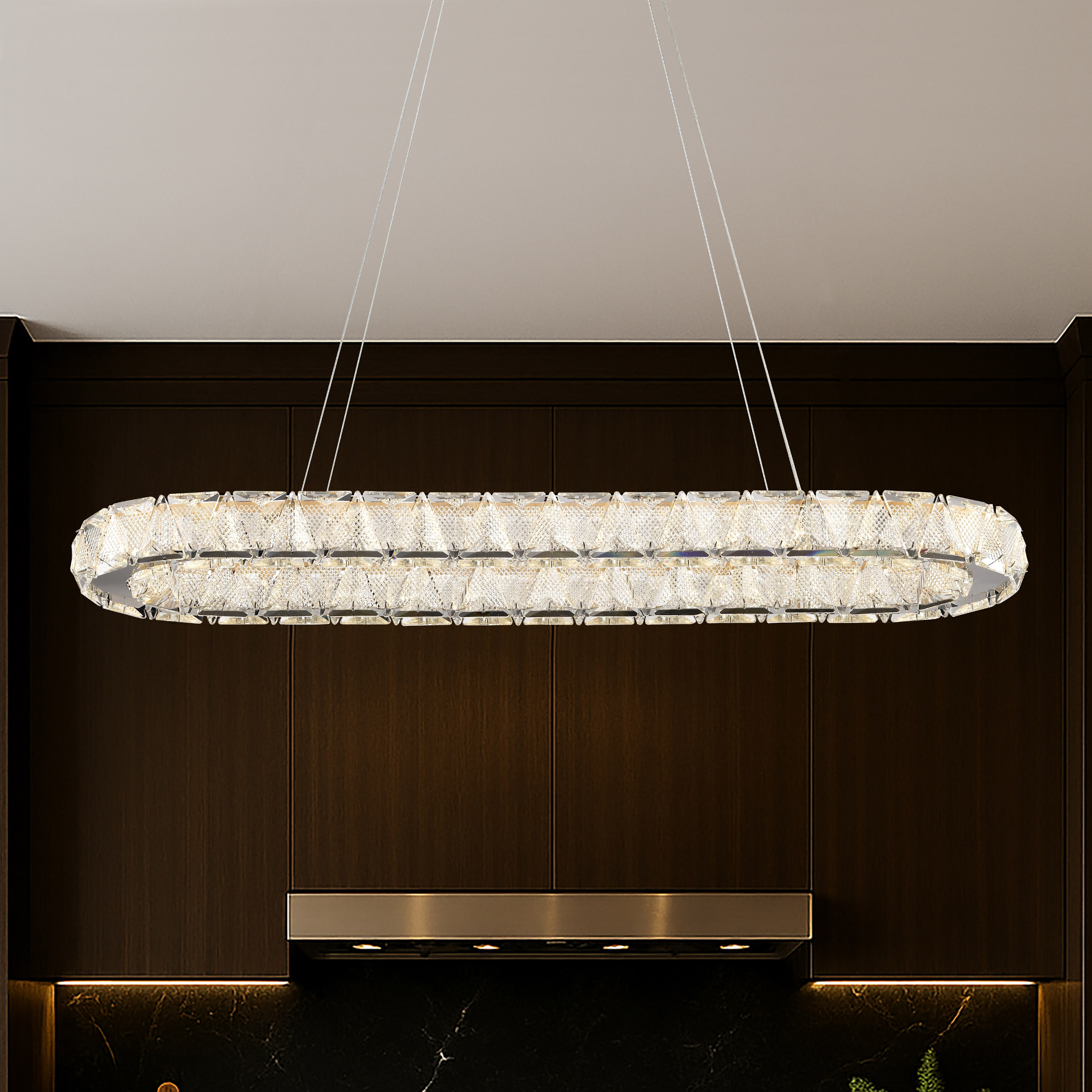 ASHER 36" OVAL CRYSTAL PENDANT - 62-2443
