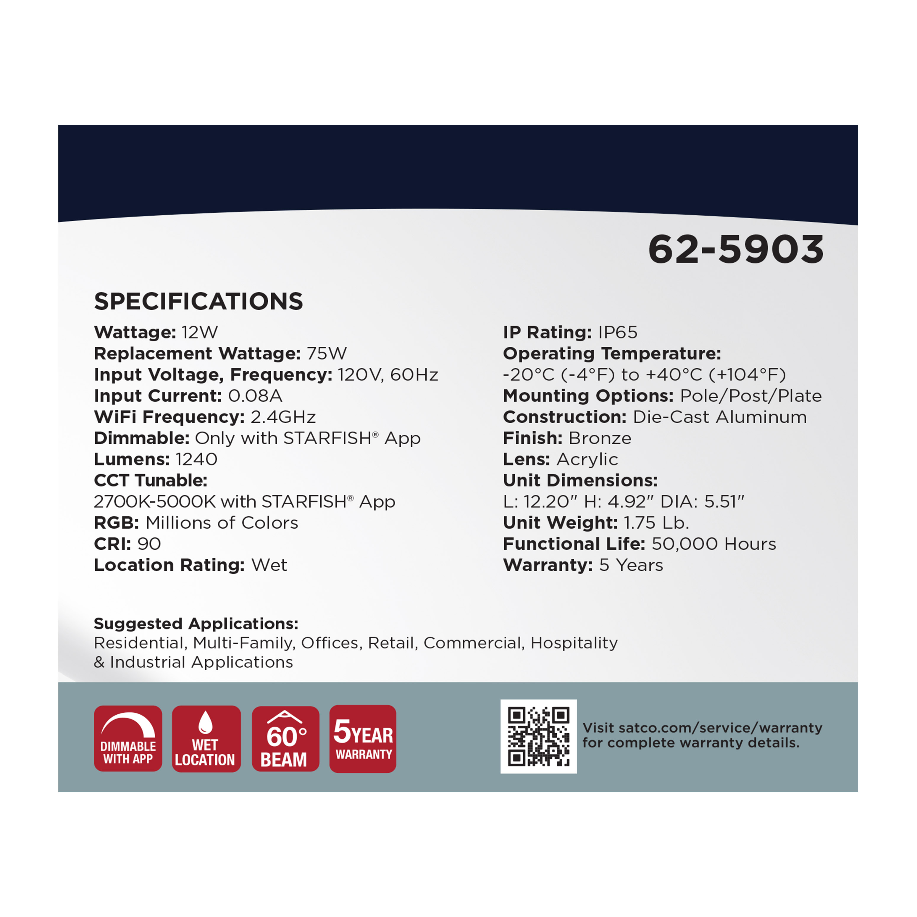 LED 12W LANDSCAPE FLOOD - 62-5903