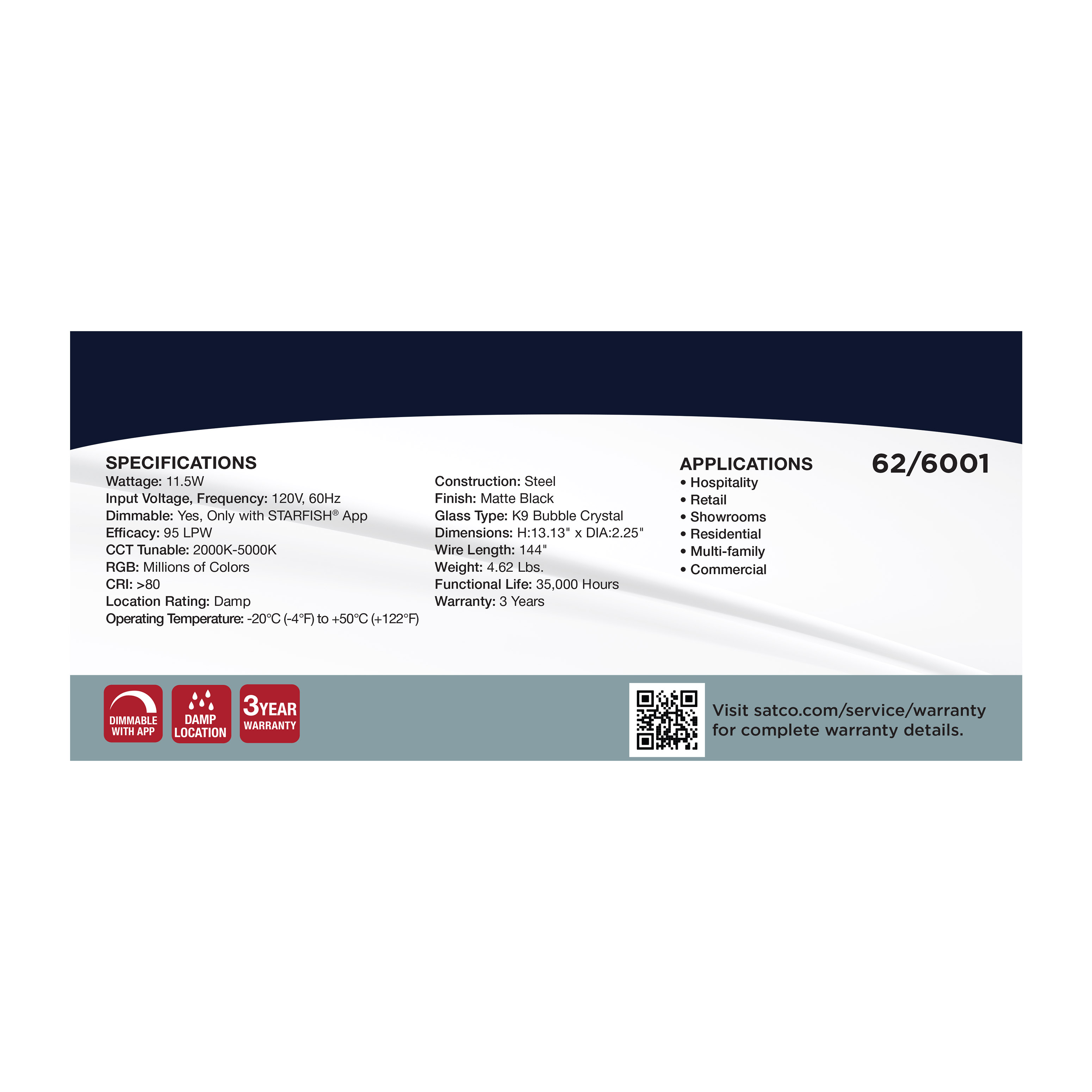 LACEY 2" LED RGB/TW PENDANT - 62-6001