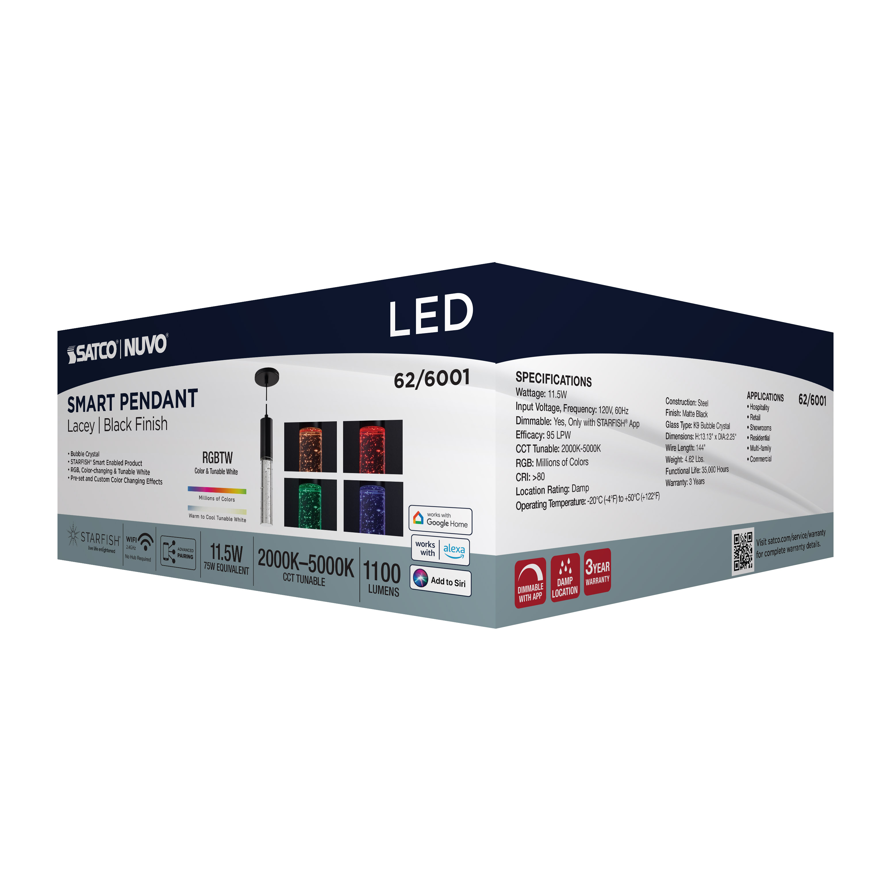 LACEY 2" LED RGB/TW PENDANT - 62-6001